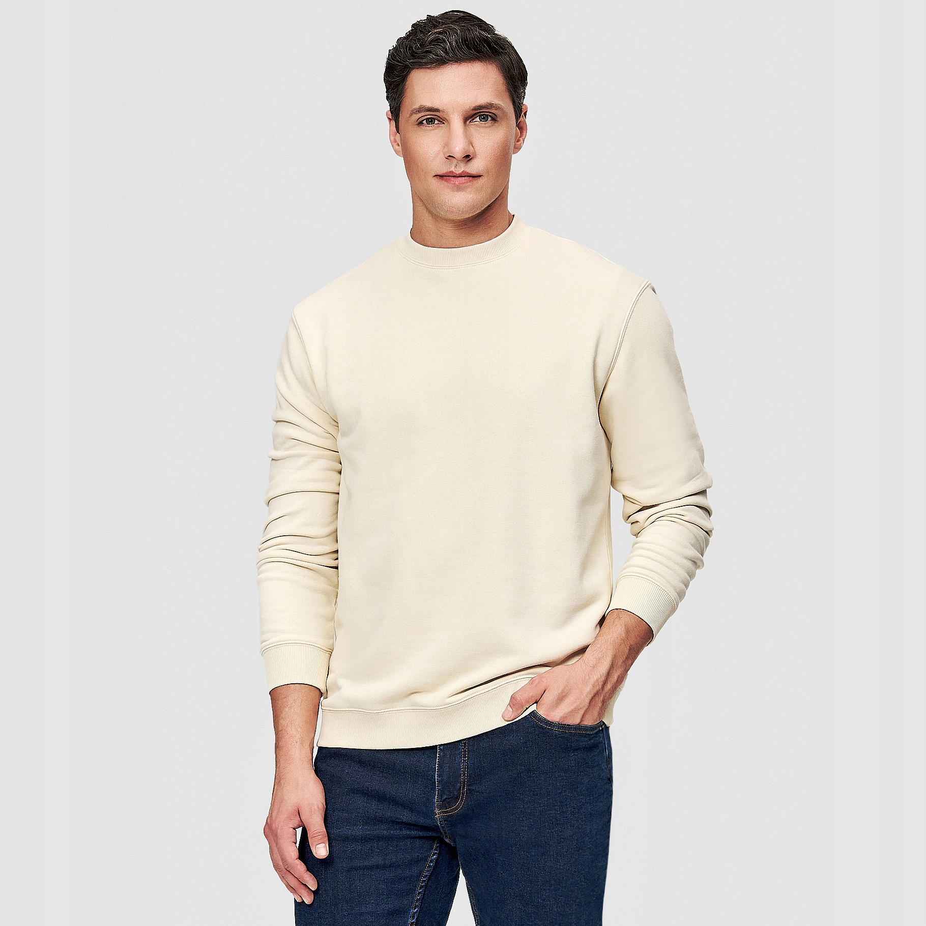 Světle žlutá bavlněná pánská mikina Pako Lorente přes hlavu vel M