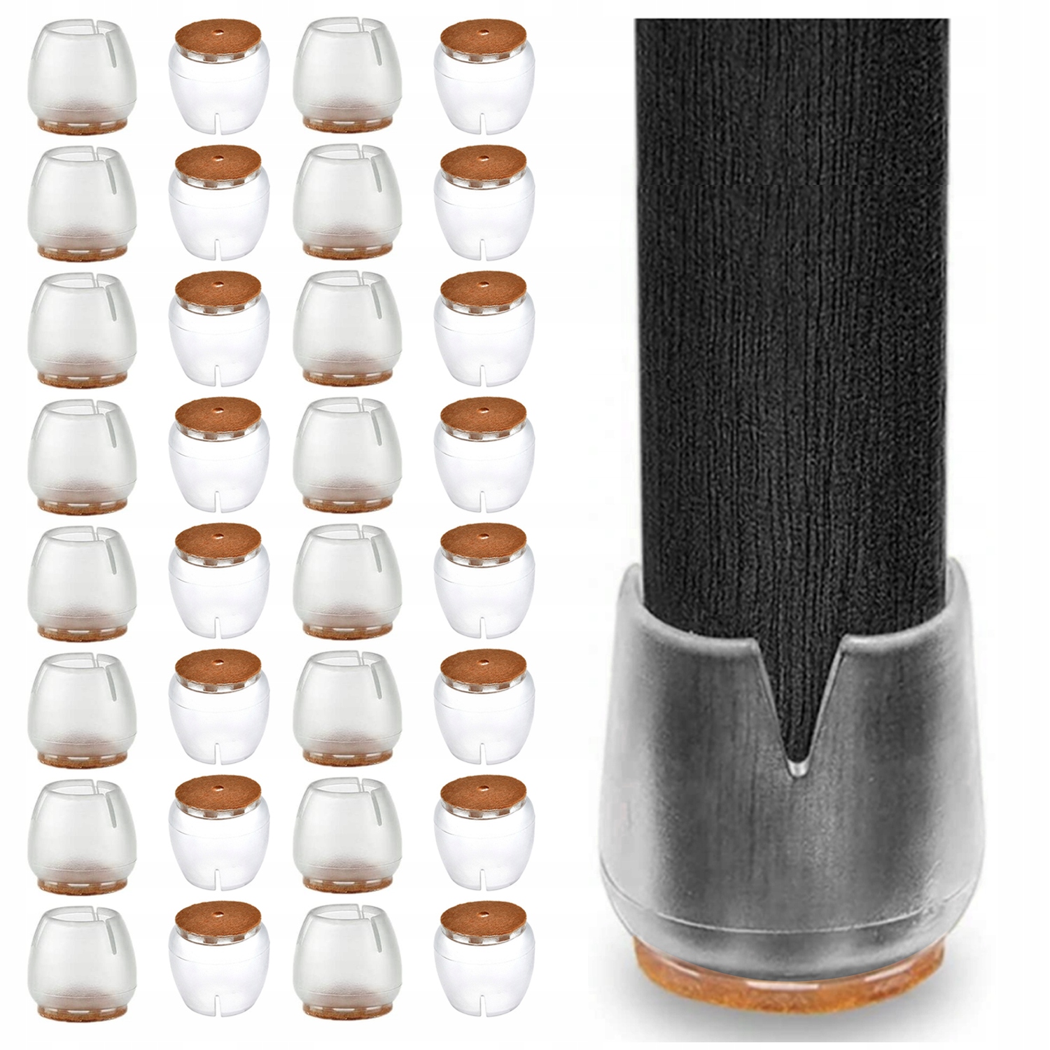 

32szt Nakładki z Filcem Na Nogi Krzesła 17-21mm