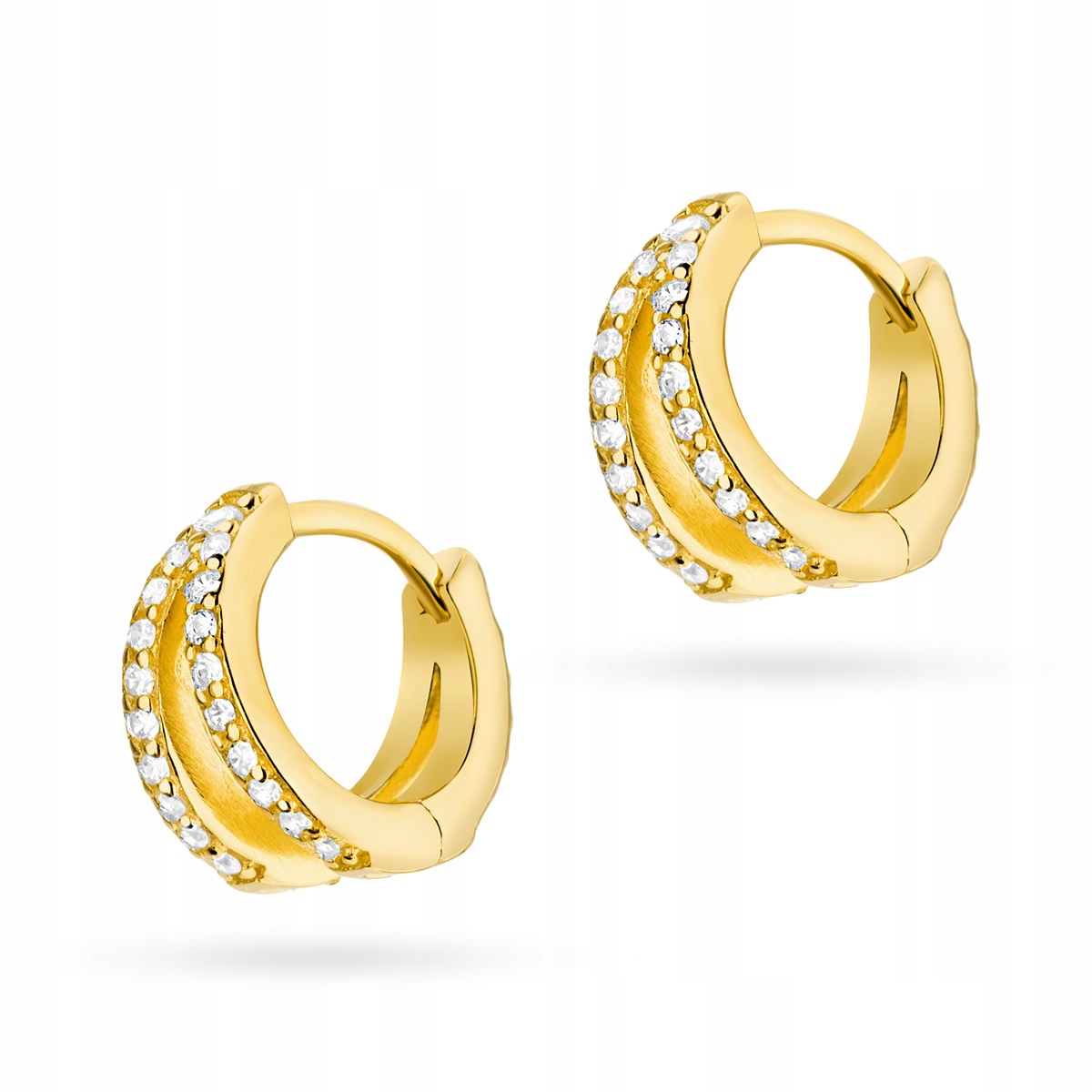 Srebrne Kolczyki 925 Podwójne Kółka z Cyrkoniami