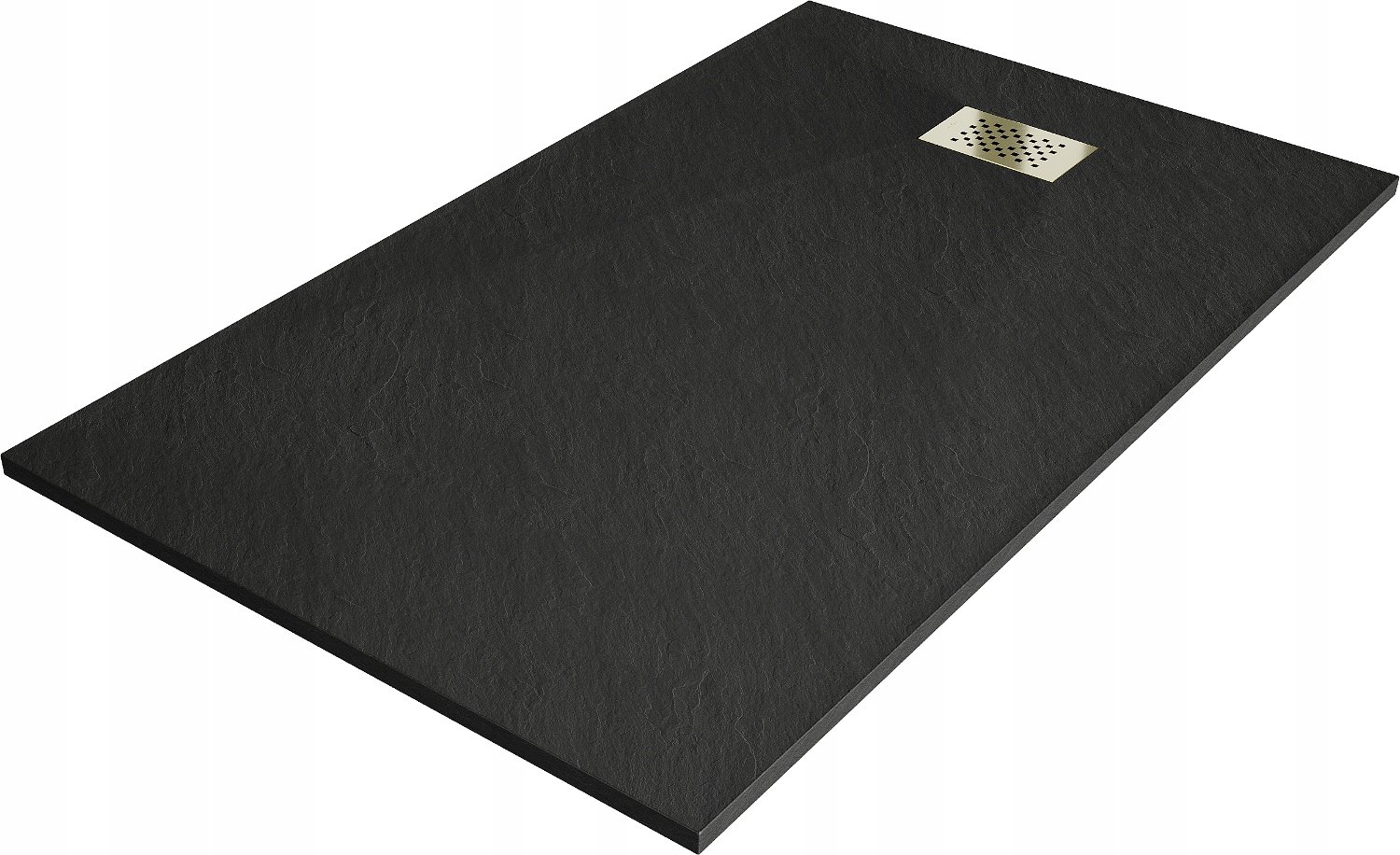Mexen Hugo Brodzik Prostokątny Smc 150 x 80 CM Czarny Maskownica Złota