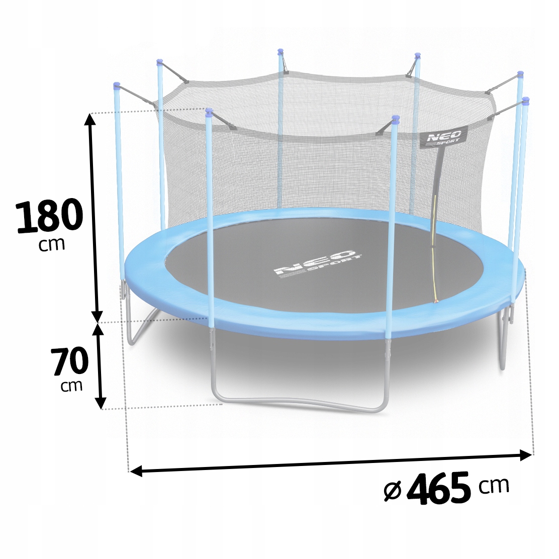 TRAMPOLINA OGRODOWA NEO-SPORT 15FT 465CM BEZPIECZNA WYTRZYMAŁA DLA DZIECKA Rodzaj z siatką