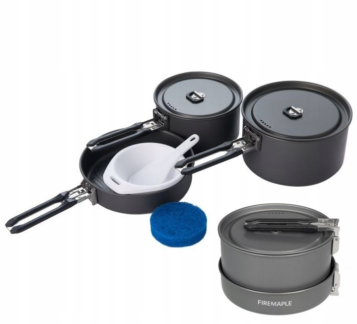 Fire Maple Zestaw Naczyń Patelnia Garnek Składane Rączki Feast 3-BLACK