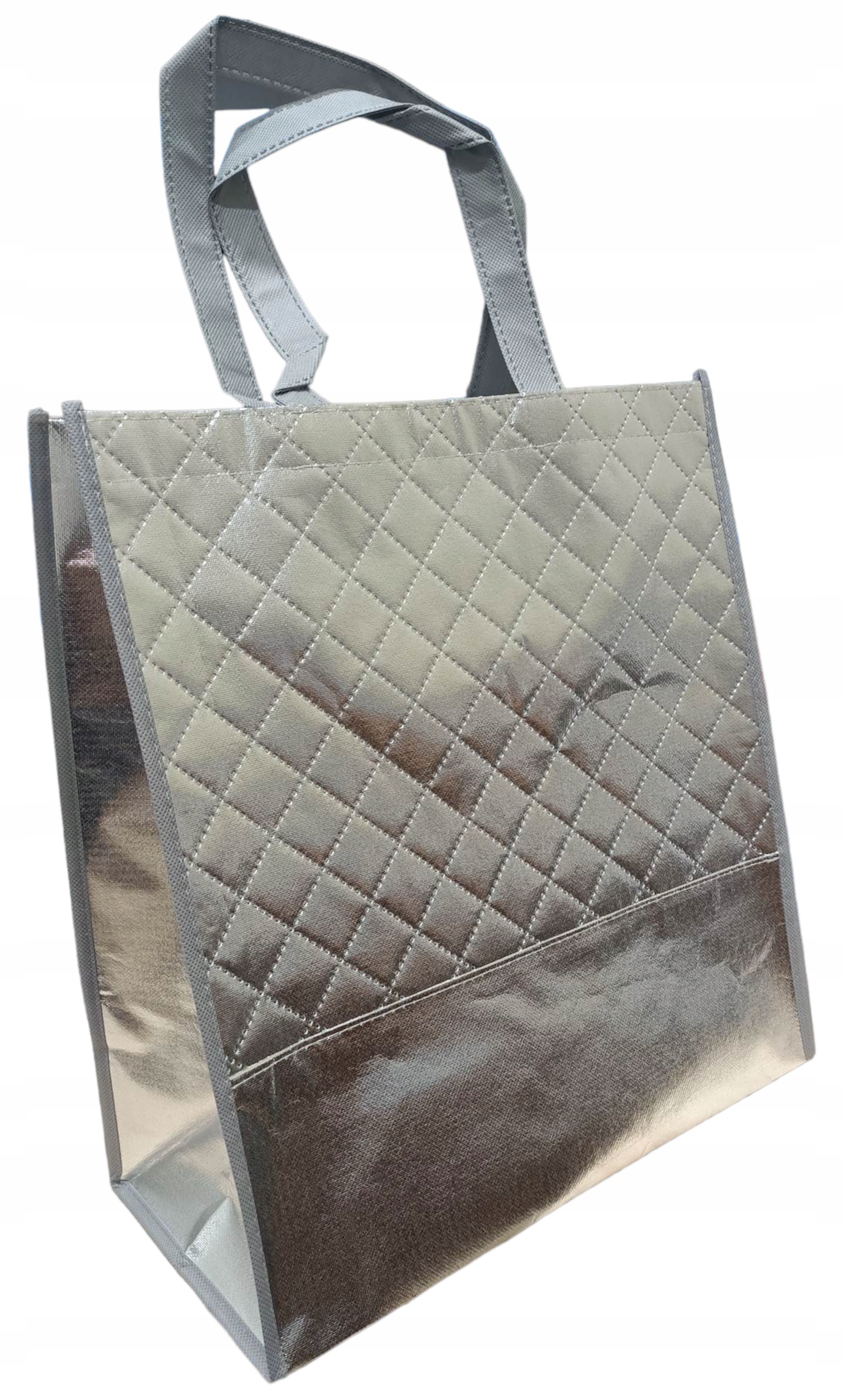 TORBA NA PLAŻE ZAKUPY GLAMOUR SREBRNA BLYSZCZĄCA