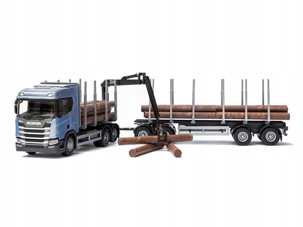 Emek 70604 Scania R450 6x4 přepravka dřeva modrá s kabinovým jeřábem