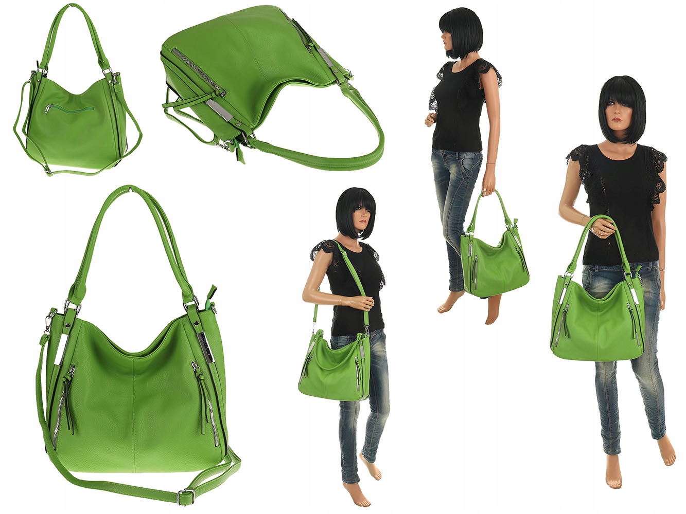 Grace bags Klasyczna Torebka Damska listonoszka worek Lh2317 Wielkość duża (mieszcząca A4)