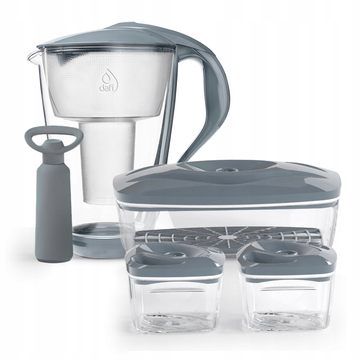 Sada skleněný džbán Crystal s ocelovým sítkem SeeYoo Set3, ocelová barva