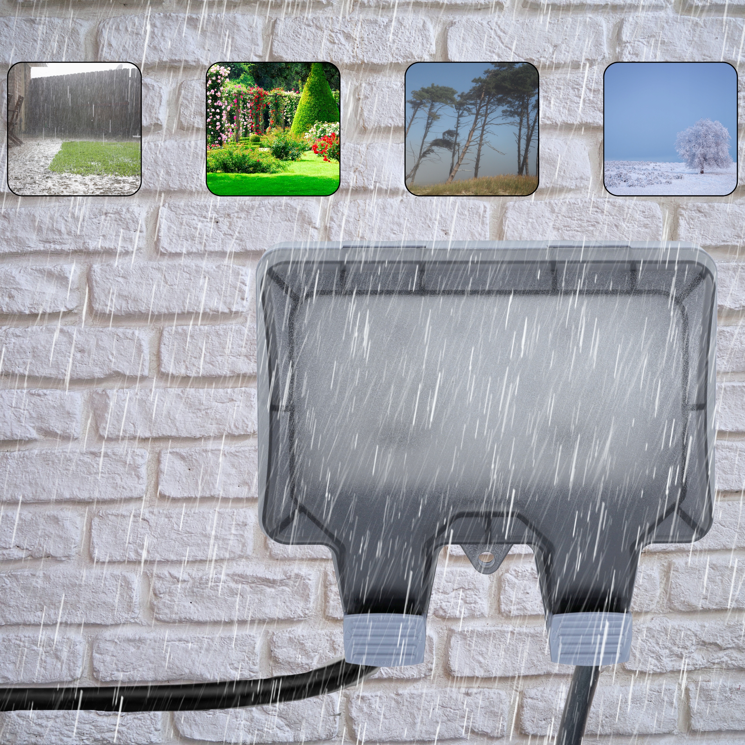 PODWÓJNE GNIAZDKO IP66 OGRODOWE ZEWNĘTRZNE WODOSZCZELNE GNIAZDO Liczba gniazdek 2 szt.