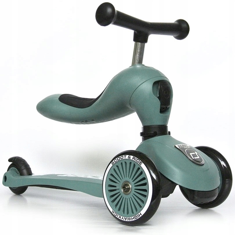 Scoot And Ride Forest ZESTAW HULAJNOGA Jeździk 2w1 + KASK z LED XXS do S 1+ Kolor zielony