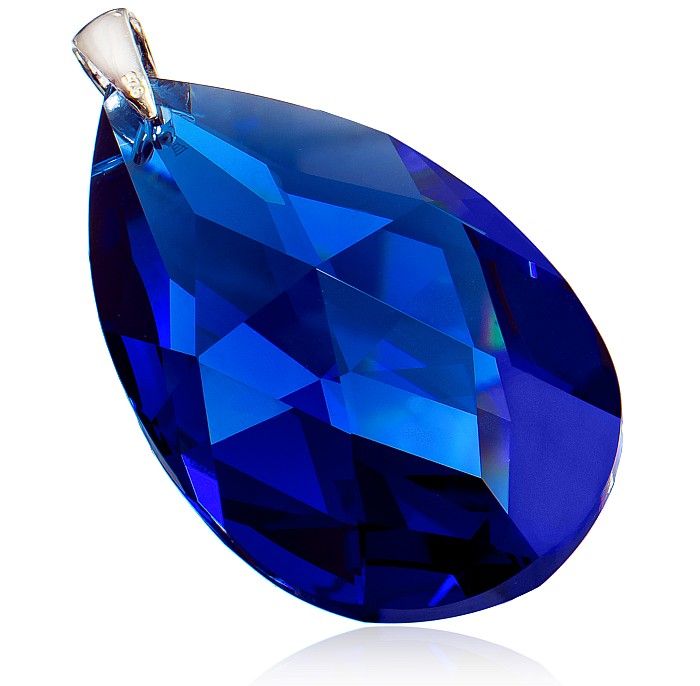 Krystaly Velký Přívěsek Sapphire Stříbro Arande
