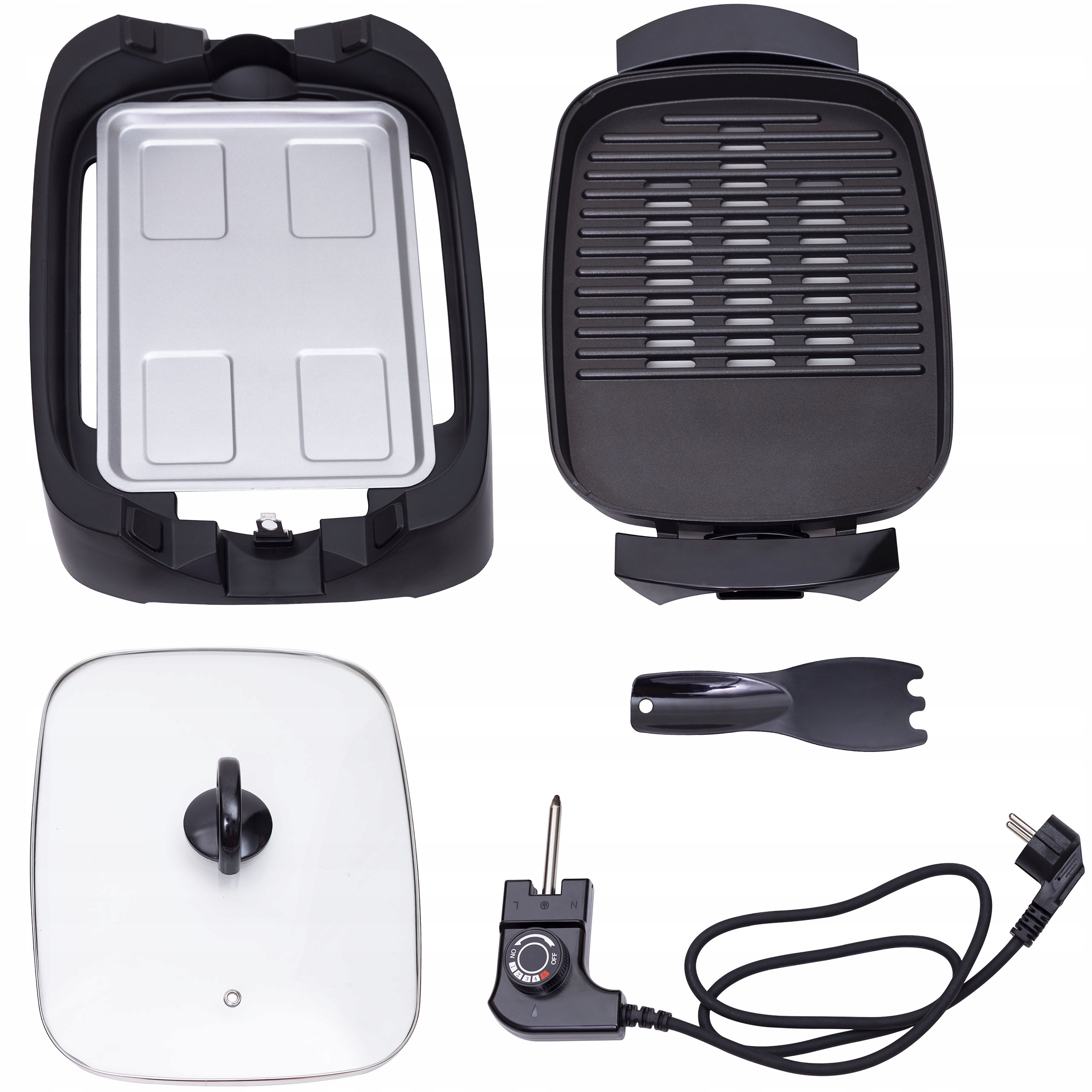Grill Elektryczny AD 6610 3000W 2 Pola Grzejne Szklana Pokrywa