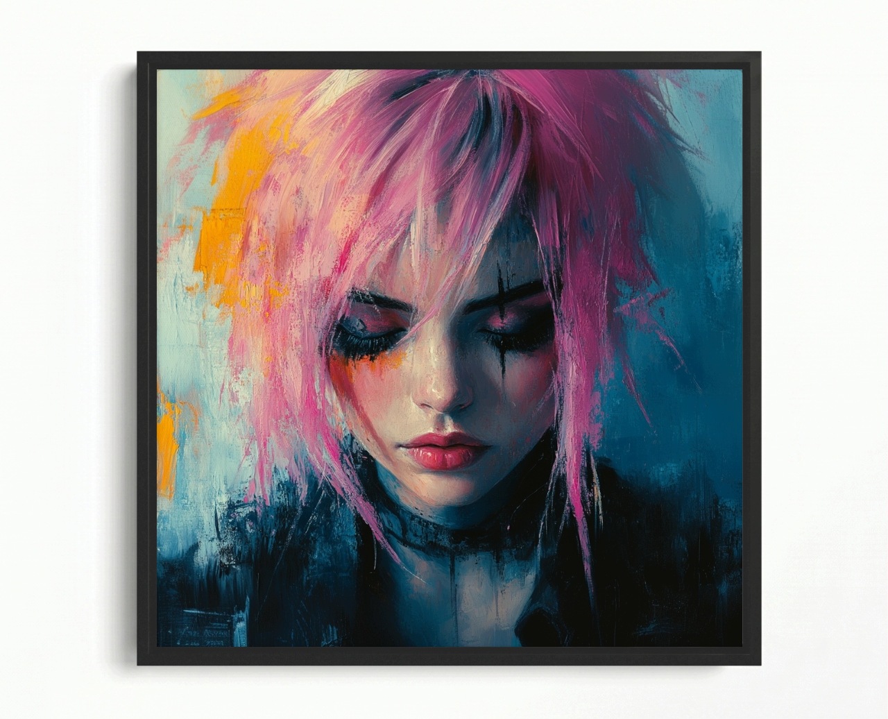 Obraz Rám American Box Portrét Dívka Cyberpunk Grunge Noir 80x80