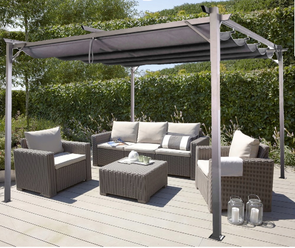 Pergola Tarasowa Ogrodowa 3x4m Zadaszenie - Metalowa - Szara Grey SPRINT Szerokość całkowita 290 cm