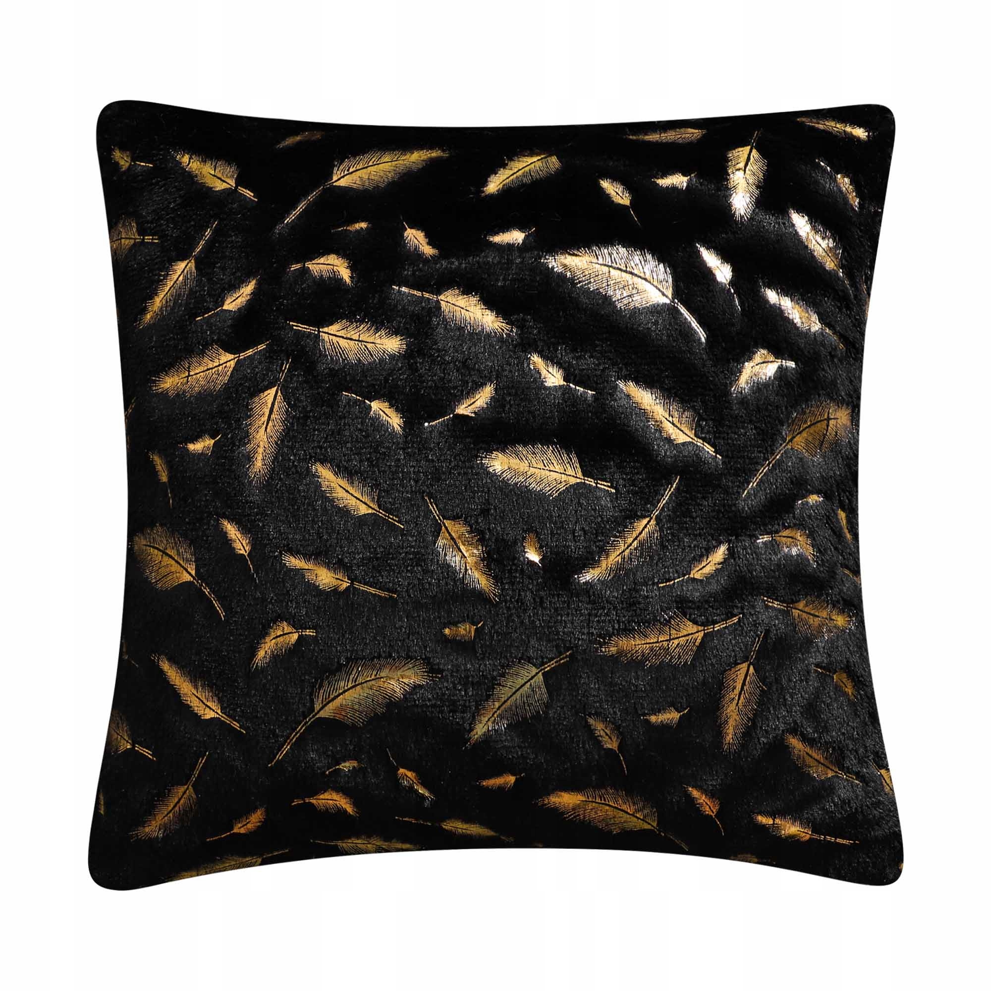 Poszewka DEKORACYJNA na poduszkę, PIÓRA, CZARNA, wzór