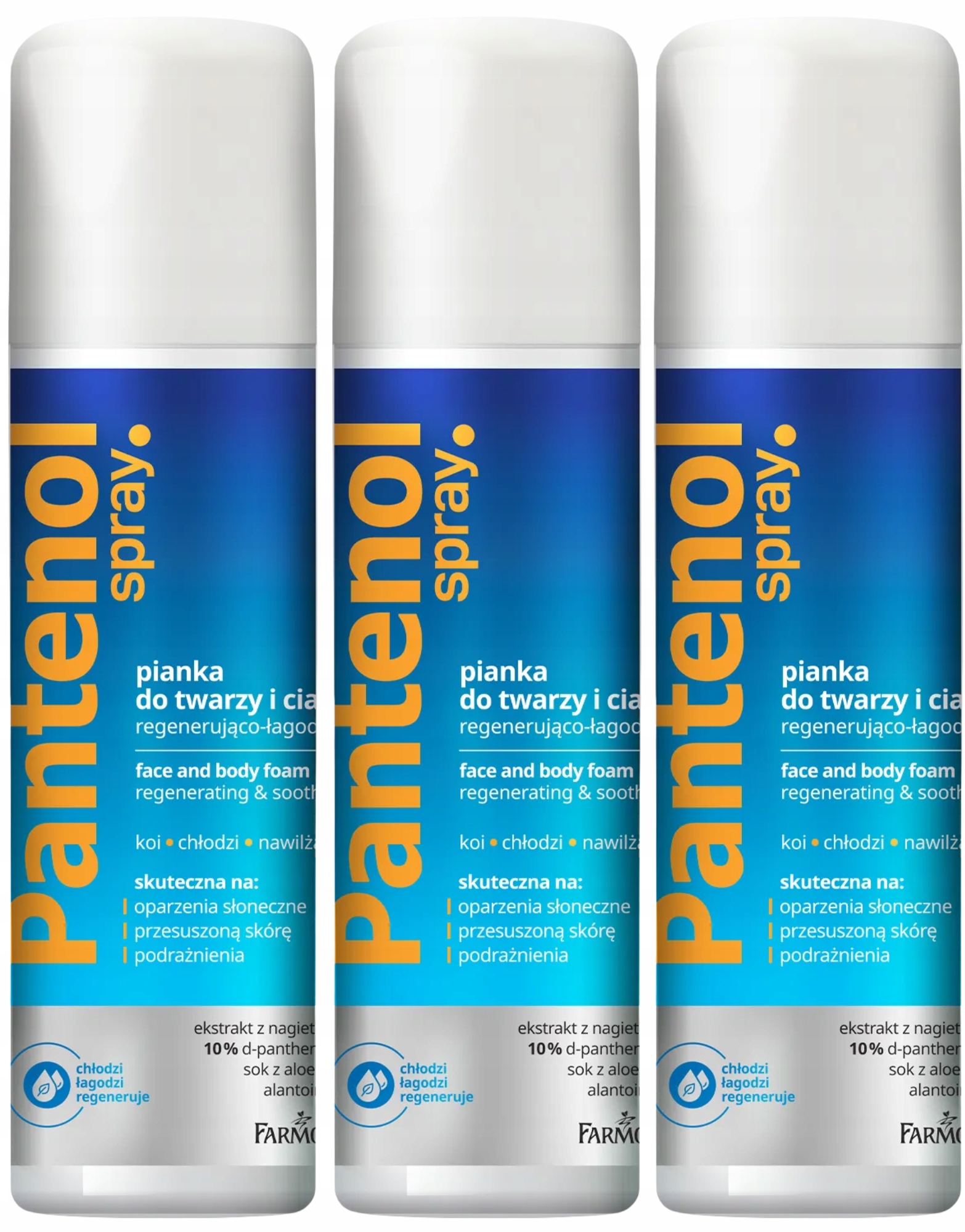 3 x FARMONA SUN PANTENOL SPRAY PIANKA DO TWARZY I CIAŁA REGENERACJA SKÓRY