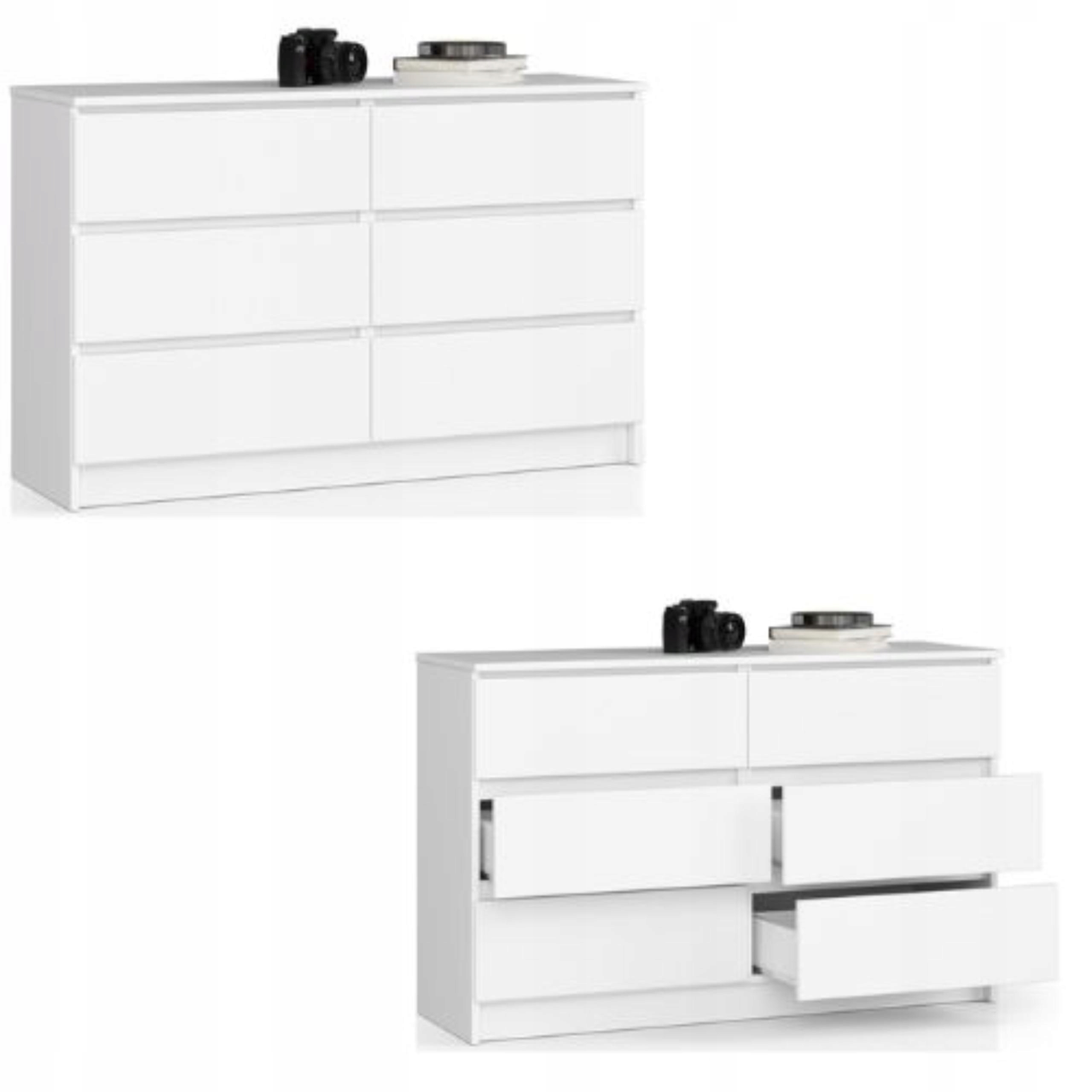 Komoda, skrinka K120 6 zásuviek, biela Akd