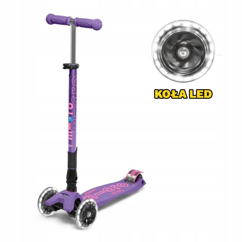 Hulajnoga Maxi Micro Deluxe Led Purple Foldable Składana MMD100