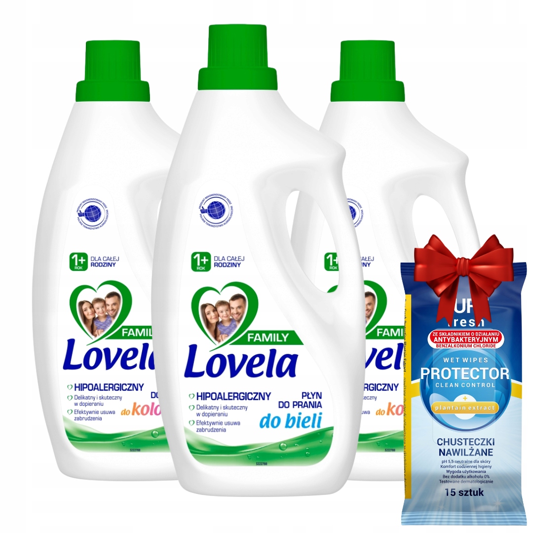 Lovela Family Płyn Prania Kolorów Bieli 1,85 l x3