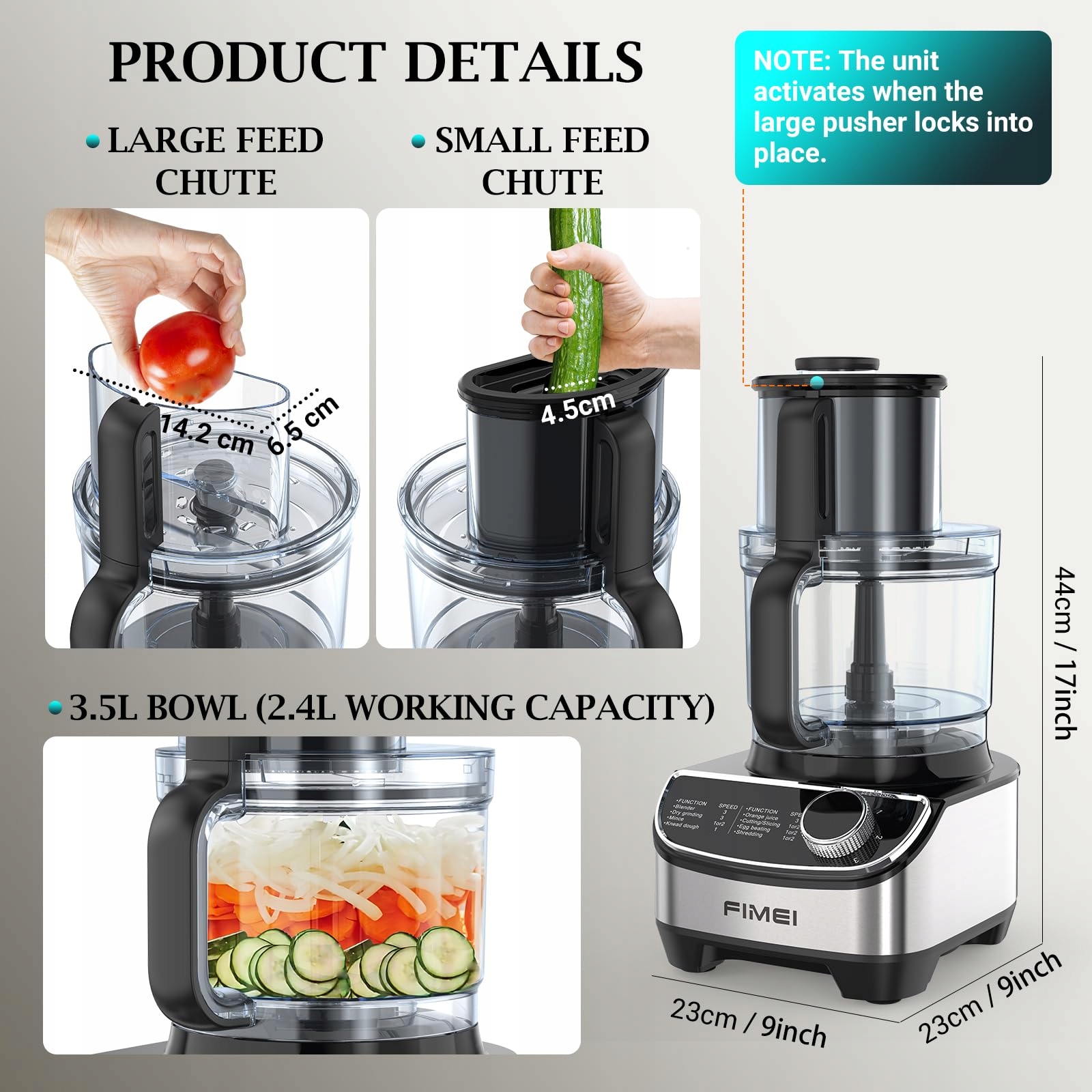 FIMEI Robot Kuchenny 1300W 3 Prędkości 35L Malakser 1,5L Blender — miniatura 4