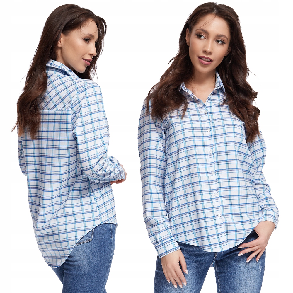 Elegancka CASUALOWA Koszula Damska w Kratę R - 54
