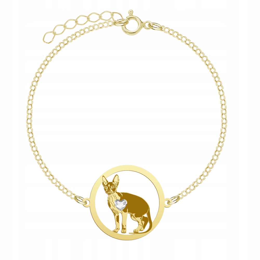 Zlatý náramek Kočka Cornish Rex 925 Dárek Šperky Gravírování Bonus
