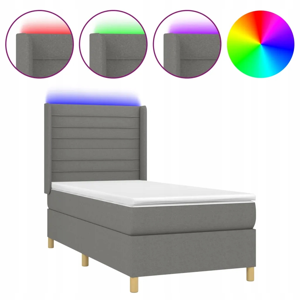 Kontinentální postel s matrací 203x83x118/128 cm tmavě šedá s Led