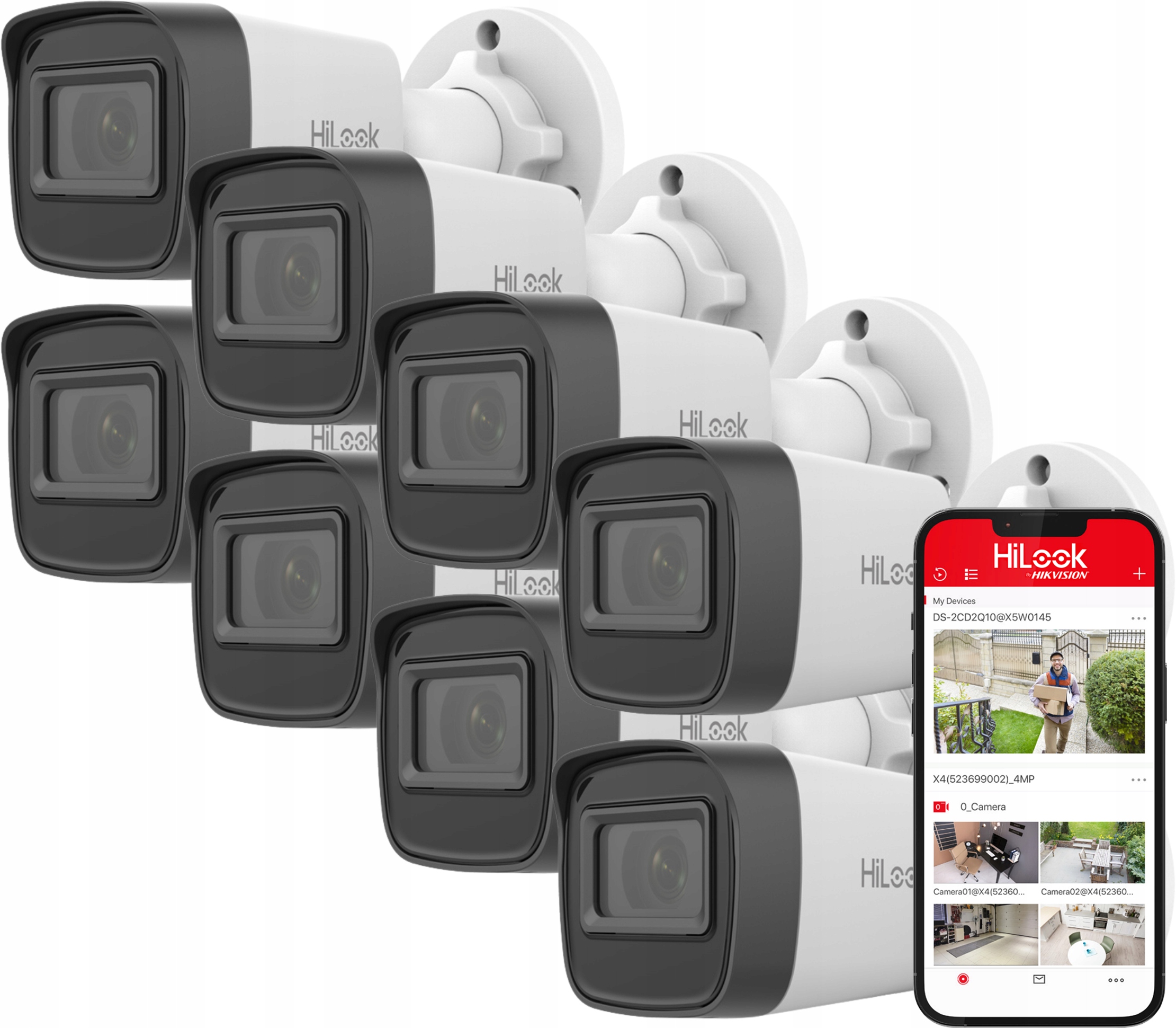 Vonkajšia Ip kamera x8 2MPx HiLook od spoločnosti Hikvision IPCAM-B2-P 2.8MM Aplikácia