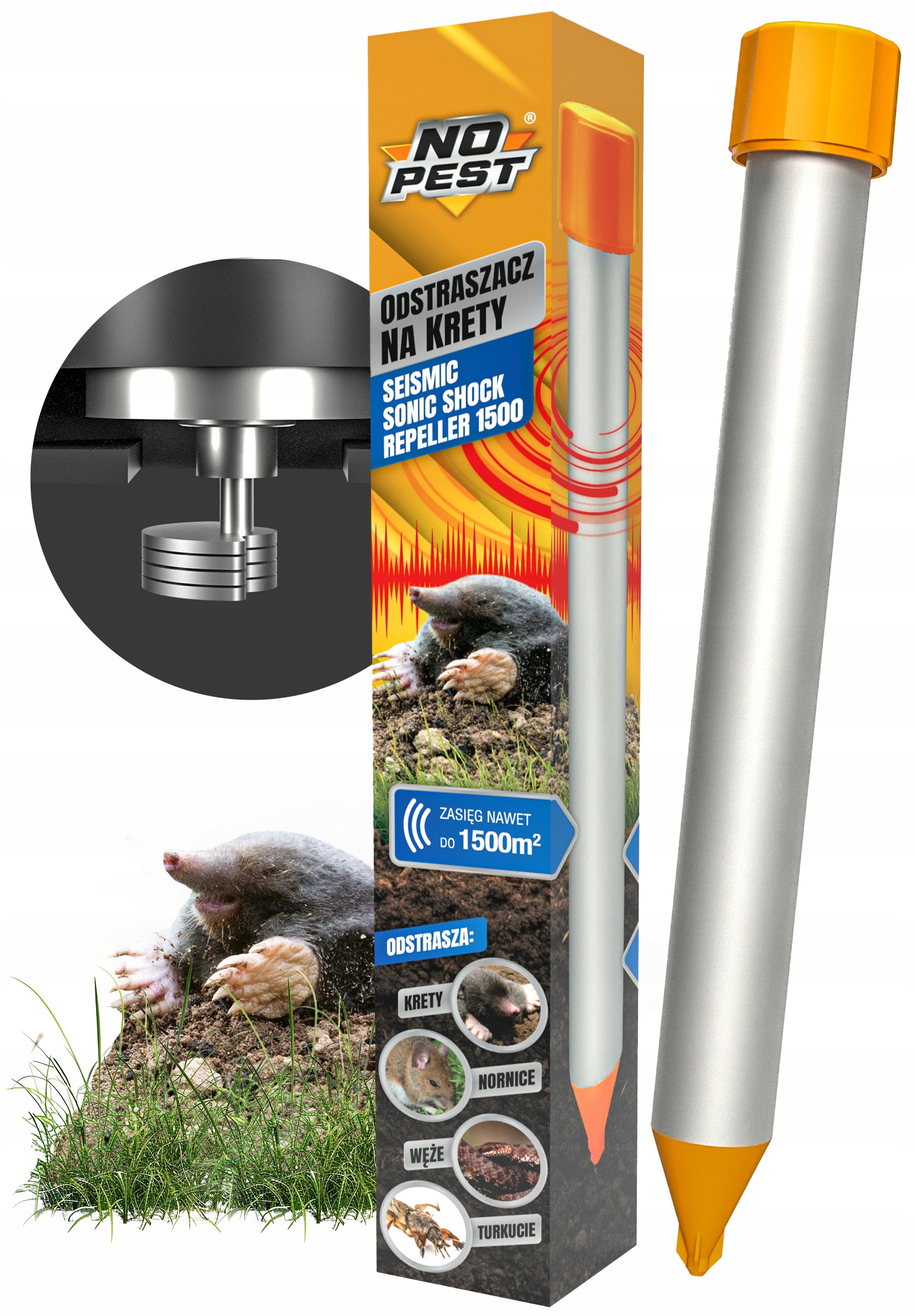Odstraszacz Na Krety Nornice Węże Turkucie Odstraszacz Kretów Do 1500 M2