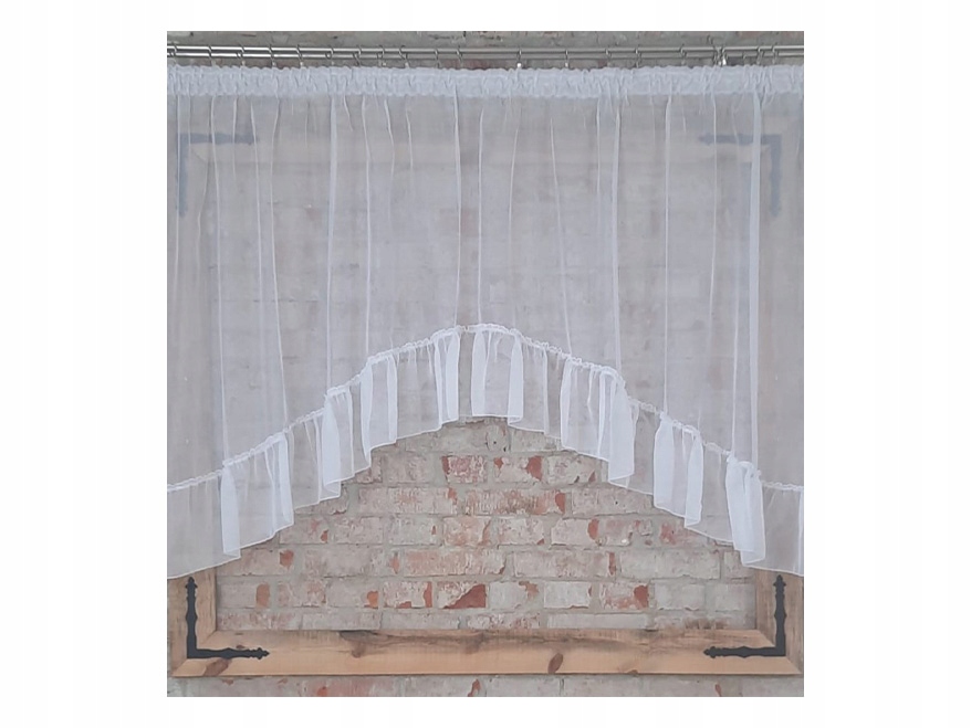 Hotová záclona 300x120, bílý voál, oblouk, volánek, páska, obývací pokoj, pokoj