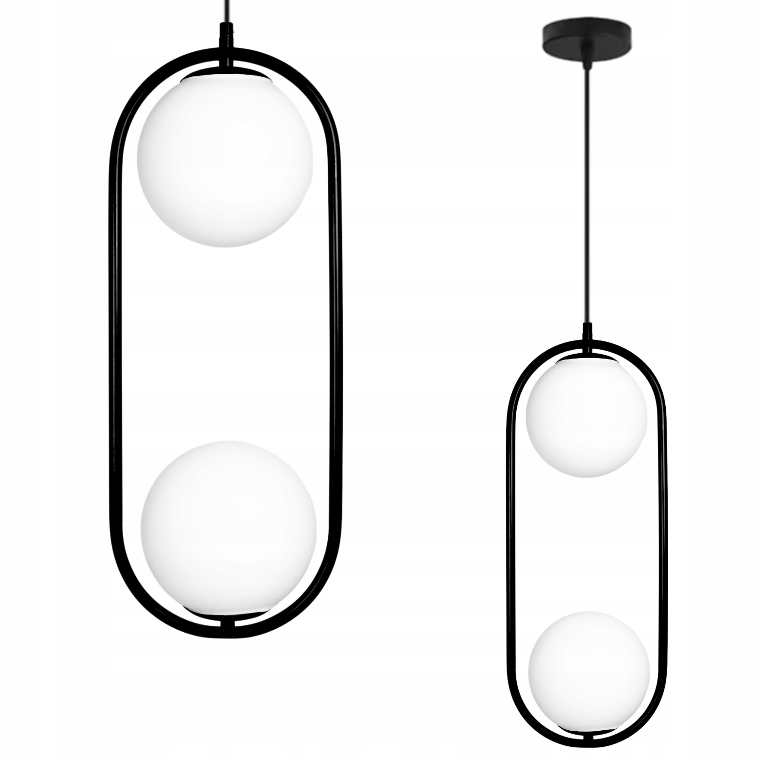 Lampa wisząca żyrandol lampa sufitowa na sufit czarna szkło kula Led E27