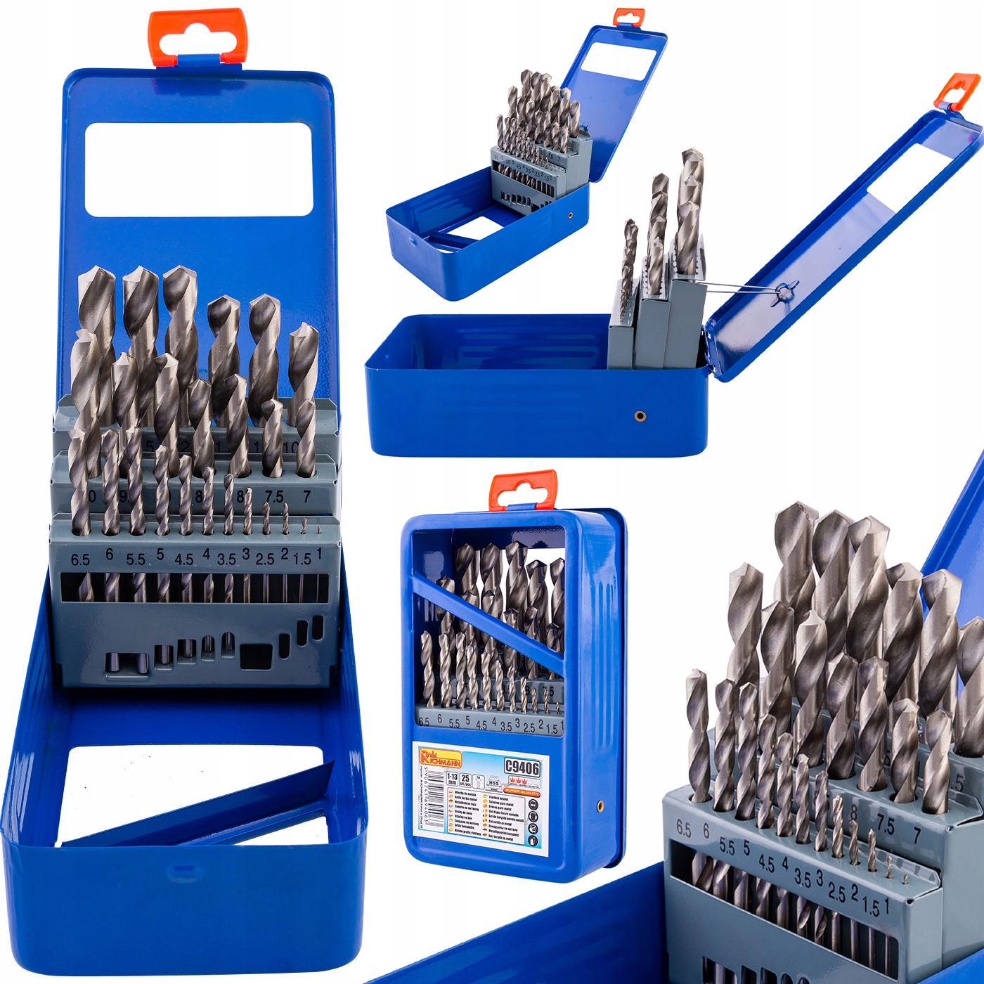Zestaw Wierteł Metalu Hss 1-13MM 25SZT Solidne Wiertła W Metalowej Kasecie