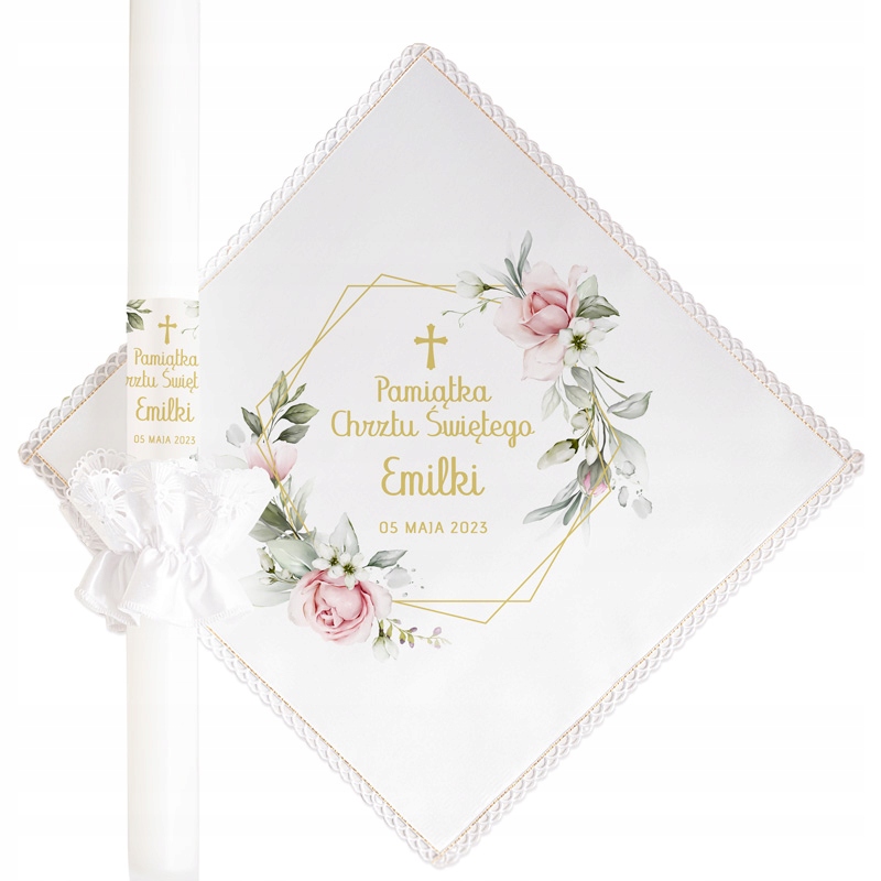 

Zestaw szatka świeca okapnik Chrzest Święty