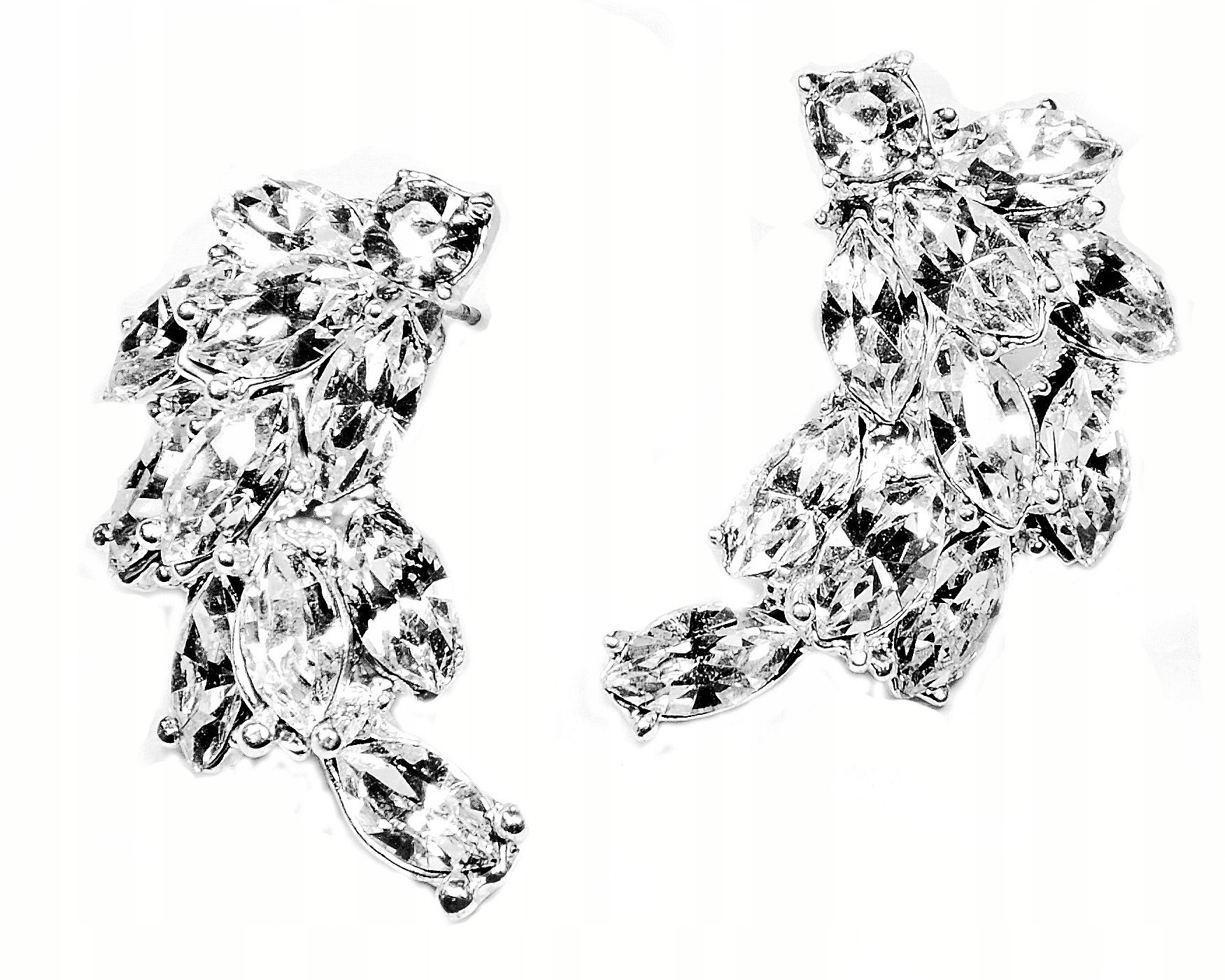 Stříbrné Křišťálové Náušnice Se Zirkony Swarovski Svatba Krátké Efektní