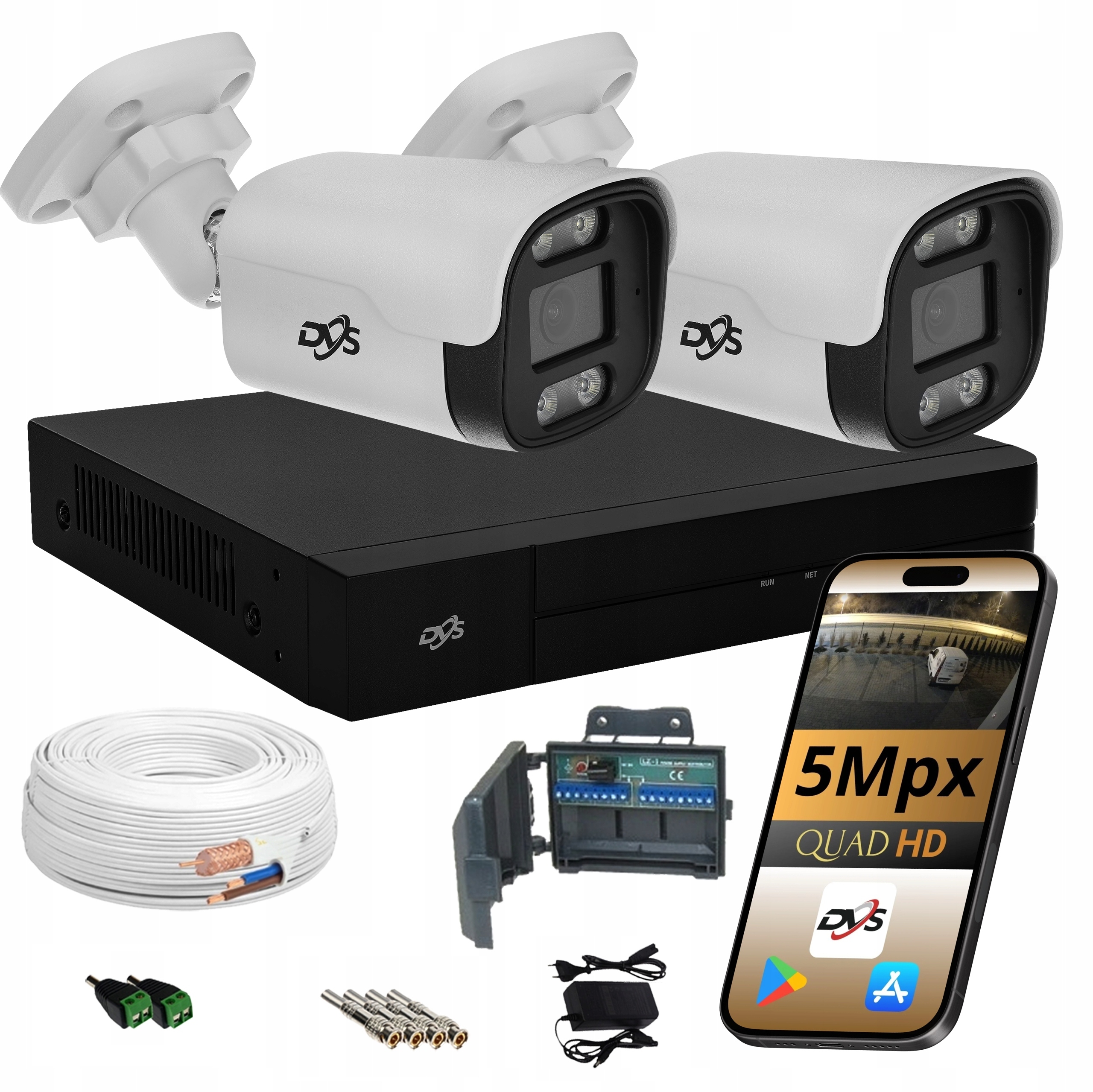 Sada 2 Venkovních Analogových Kamer Pro Monitorování, Tuba 5MPX Dvs Led Ir