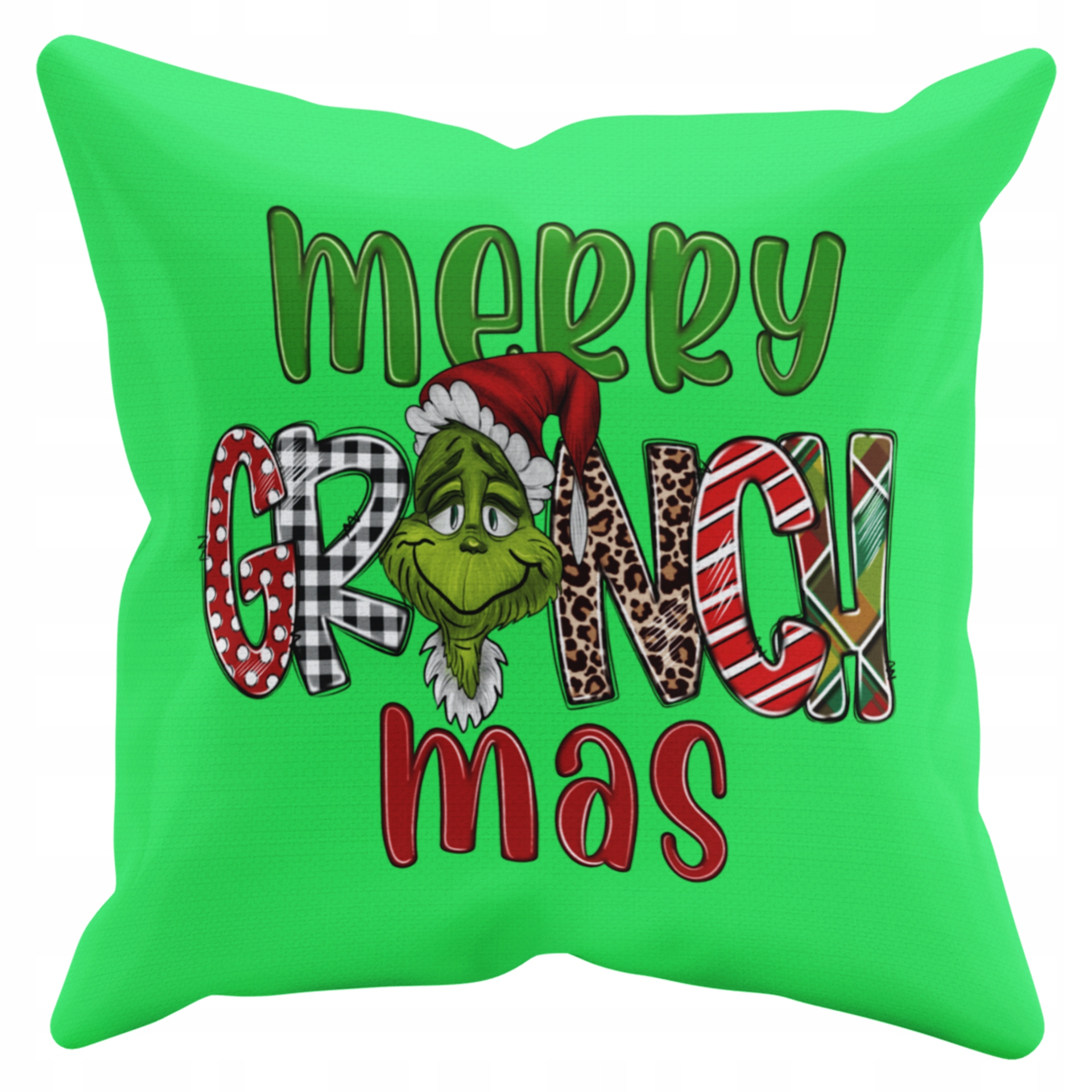 POSZEWKA NA PODUSZKĘ JAŚKA DO PRZEDSZKOLA GRINCH ŚWIĘTA + IMIĘ GRATIS Kolor dominujący odcienie zieleni
