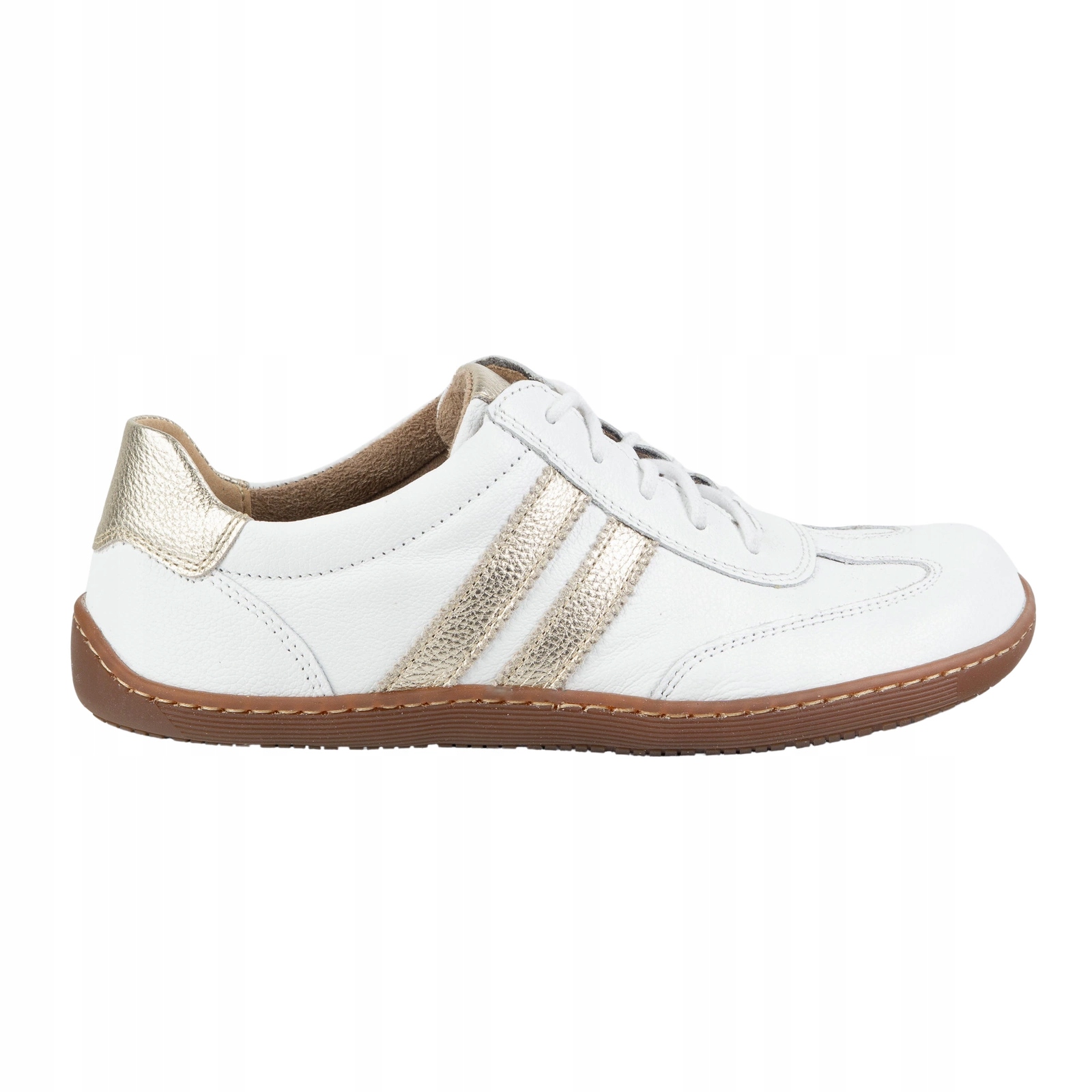 Dámské Barefoot boty Olivier 1287 kožené bílé se zlatem 39