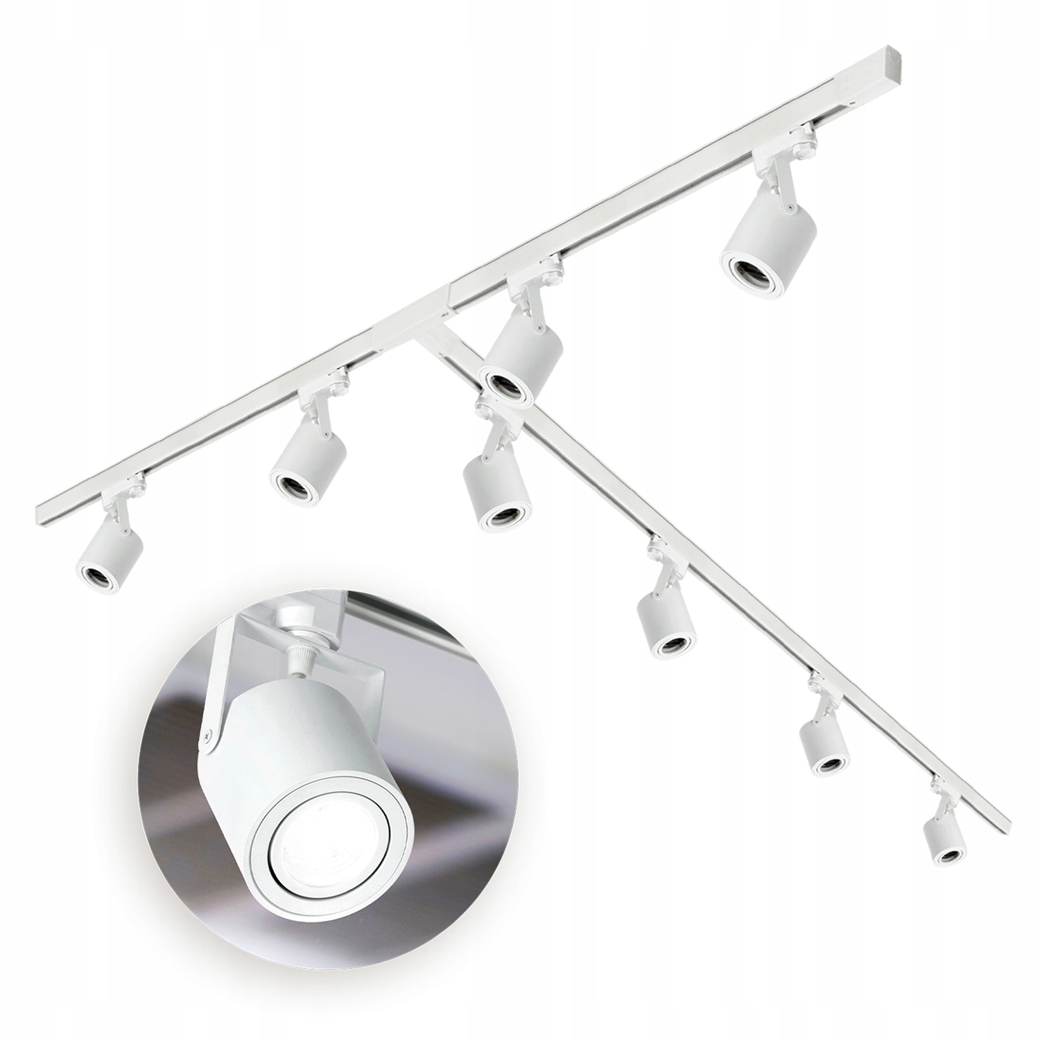 3-fázový kolejnicový systém 8x reflektor lišta 1m+1m+2m spojka T Sada Bílá