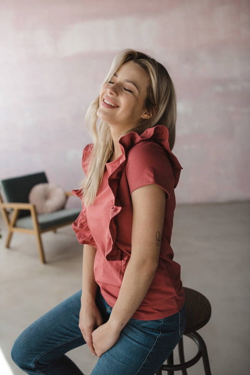 Milky Waves tričko na kojení s krátkým rukávem Milk&Love dusty cedar