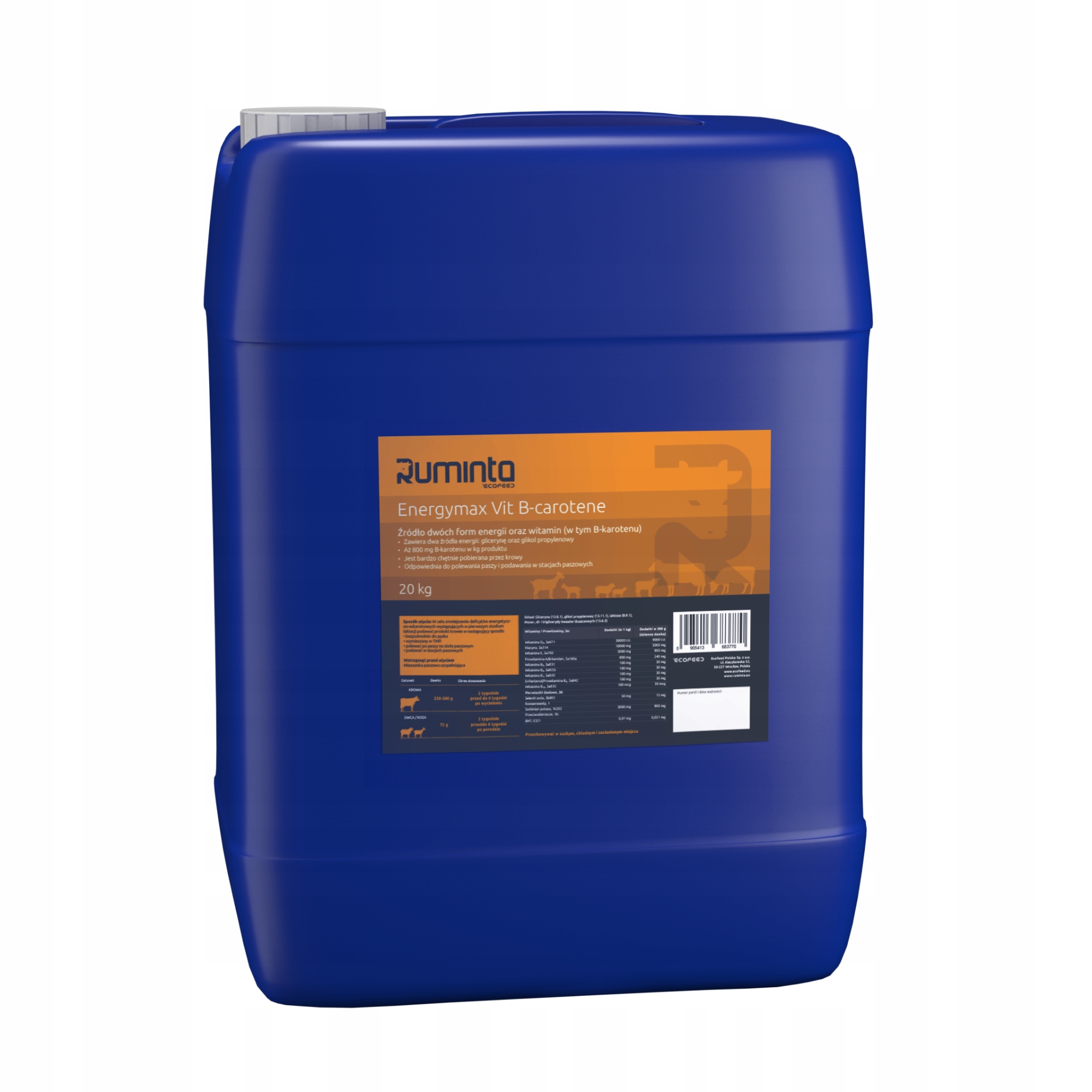 ENERGIA B-karoten dla Krów gliceryna glikol ENERGYMAX VIT B-CAROTENE 20kg