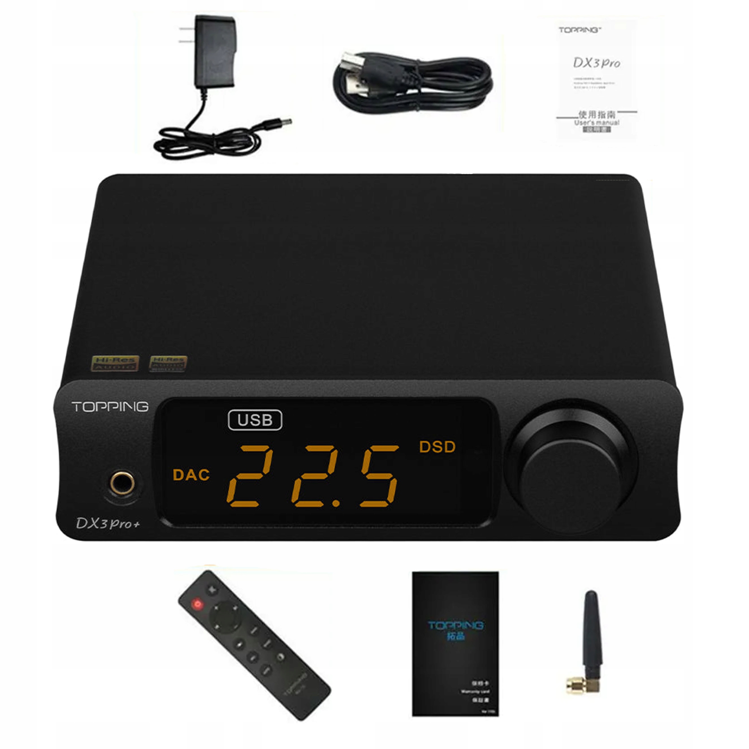 Topping DX3 Pro+ Dac/amp ES9038Q2M Bluetooth 5.0 DSD512 Czarny