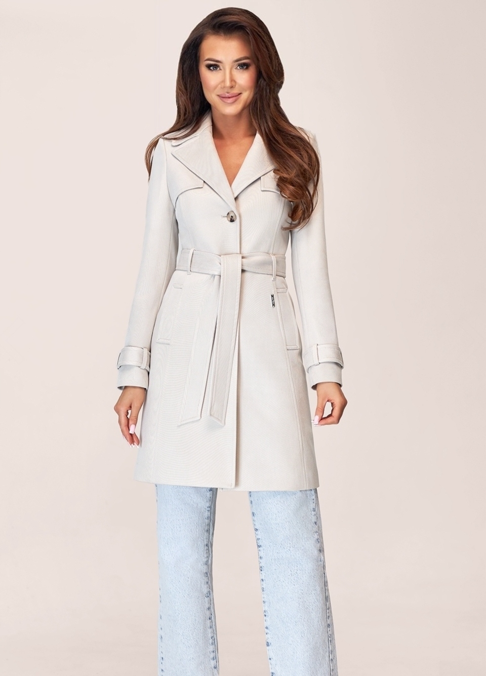 Zartex dámský kabát světlý bez trenčkotu bez kapuce Elsa SS24 velikost 40