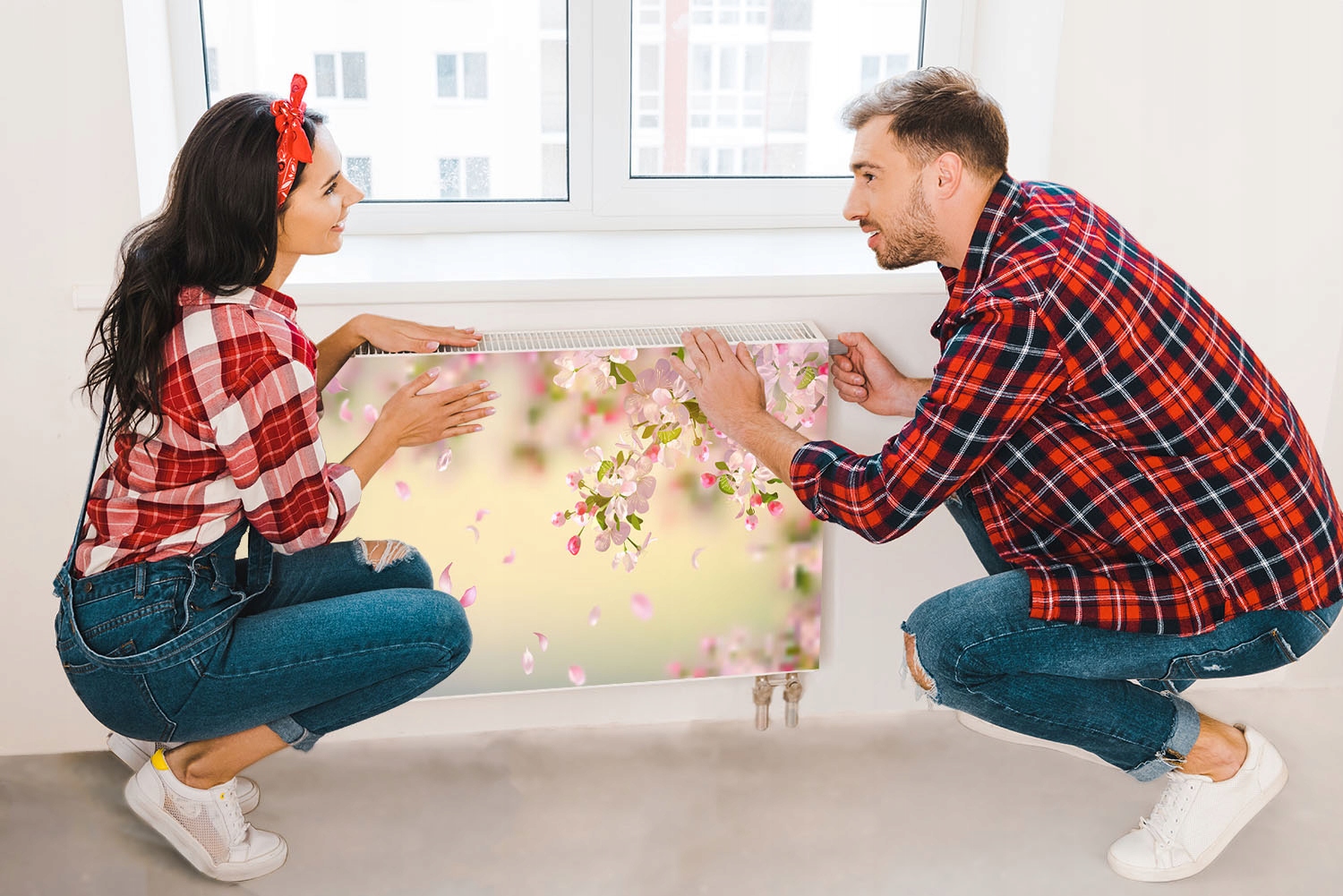 MAGNES MATA MAGNETYCZNA NA KALORYFER 140x60 KWIATY FOTOTAPETA Grubość materiału 1 mm