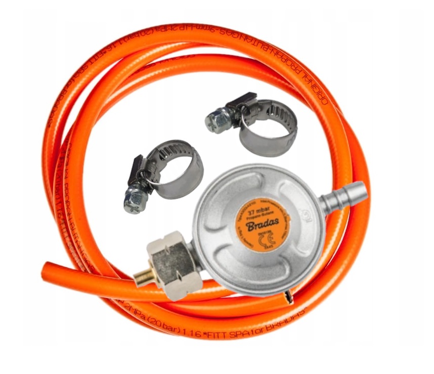 ZESTAW BRADAS WĄŻ DO GAZU 2M BUTLI REDUKTOR OPASKI