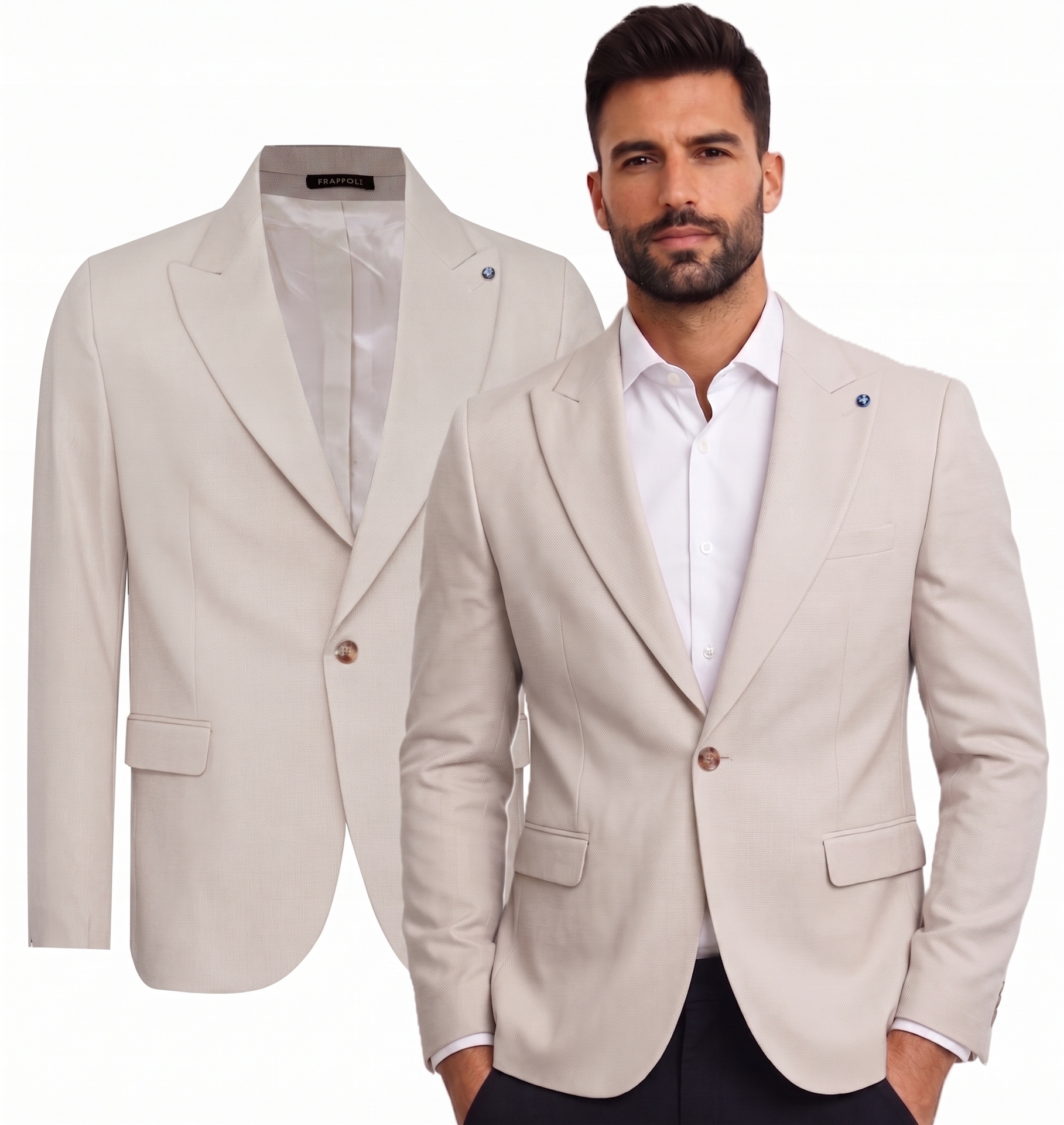 Sako vlněná elegantní béžová ležérní obchodní vlna
