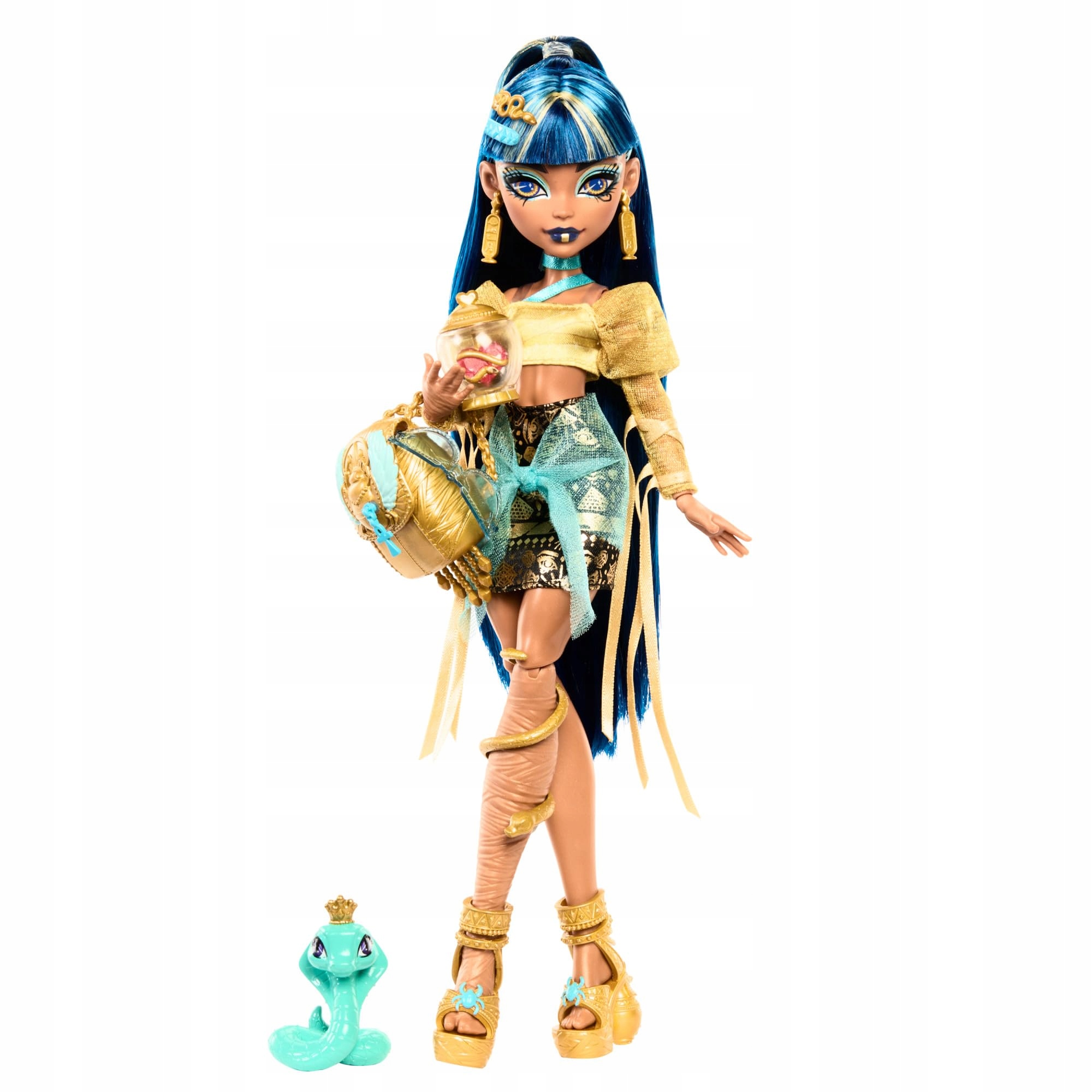 Monster High Cleo De Nile Panenka ve zlatých šatech s sběratelskými doplňky