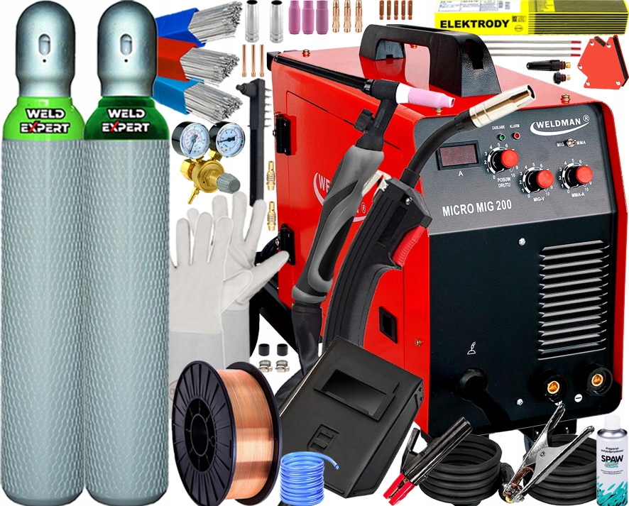 Spawarka Inwertorowa Migomat Półautomat Weldman Micro Mig 200 230V 200A Mma