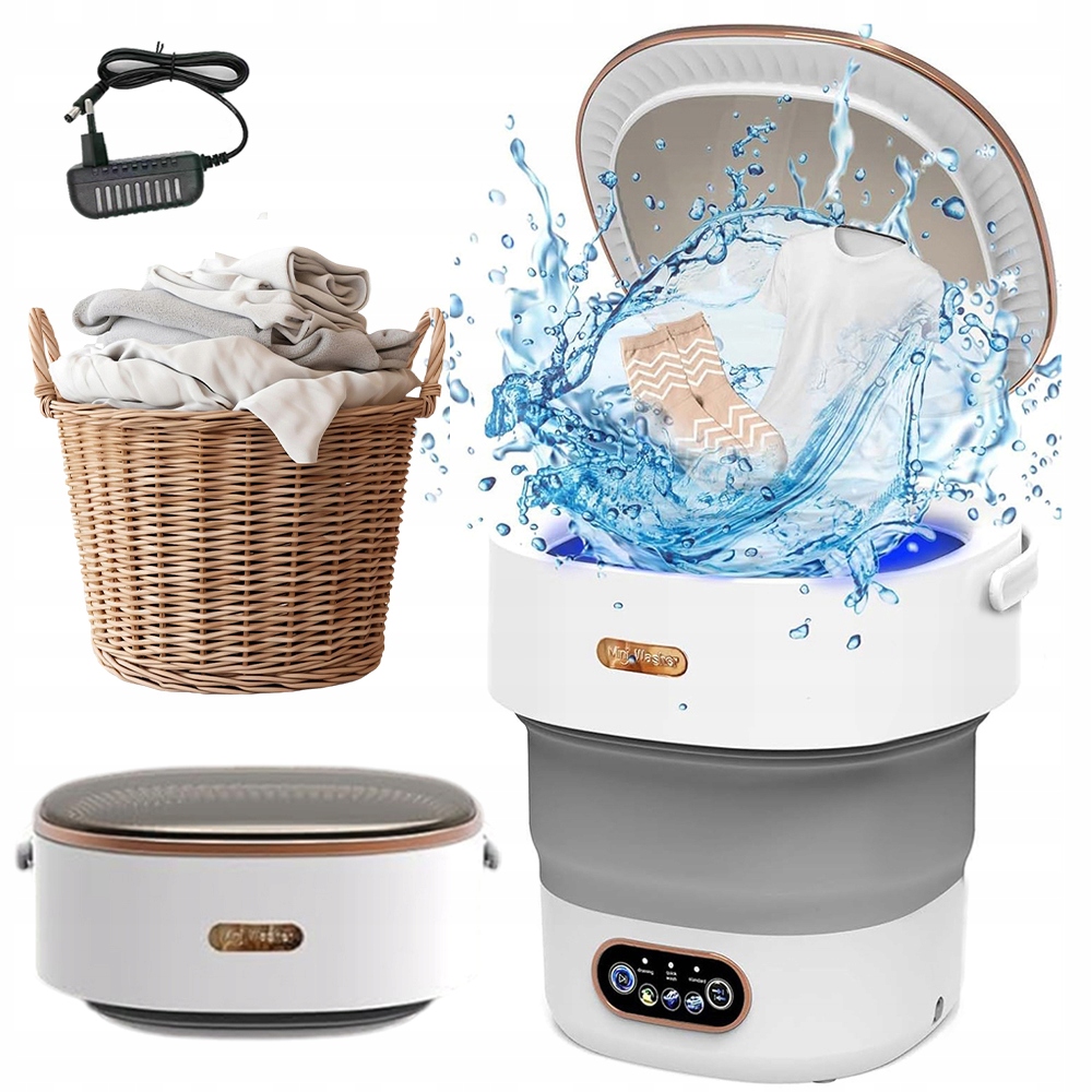 Pralka Turystyczna Przenośna Mini Składana Mała Automatyczna Z Wirowaniem
