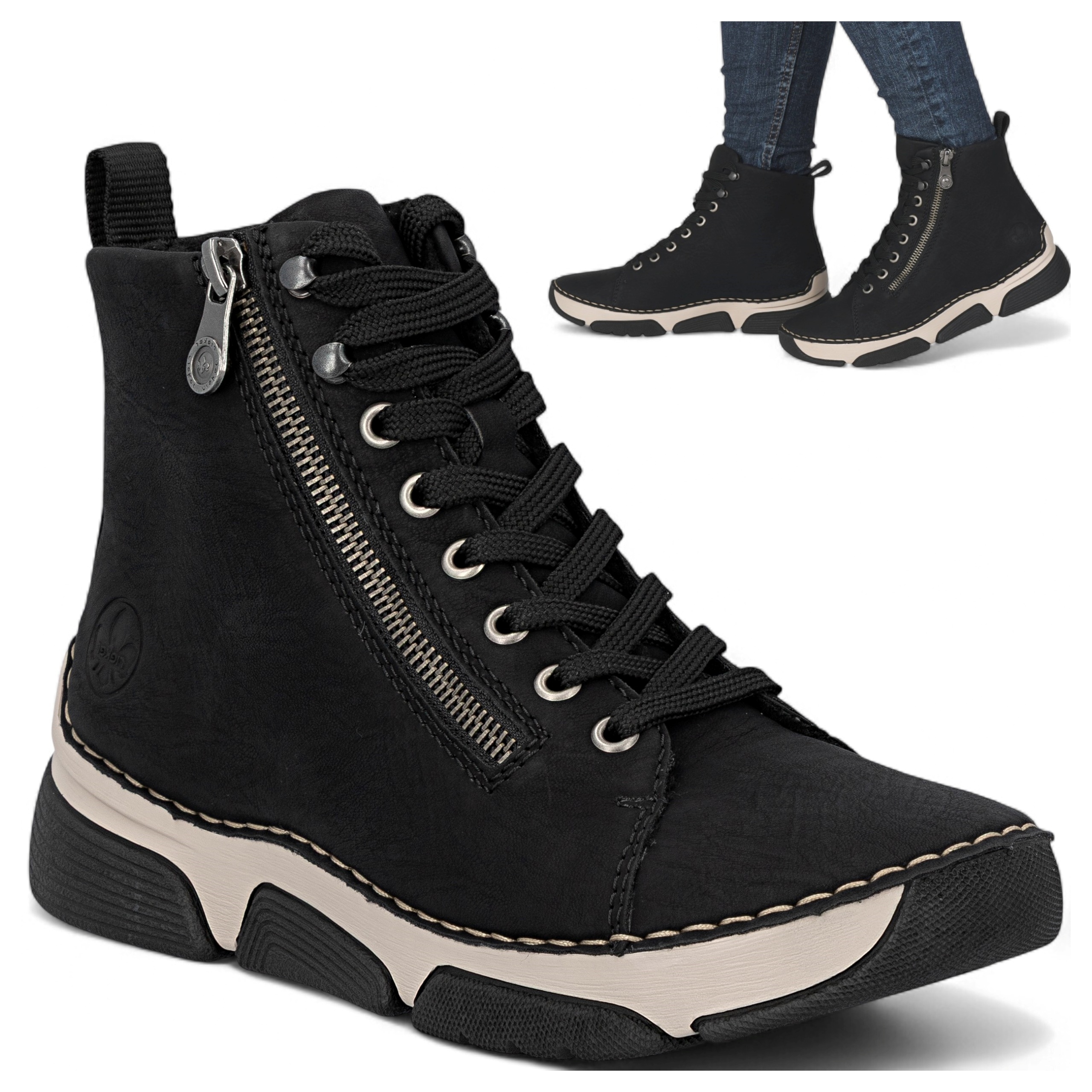 Rieker 39 Dámské zimní zateplené Kotníkové Boty na nízkém podpatku, černé