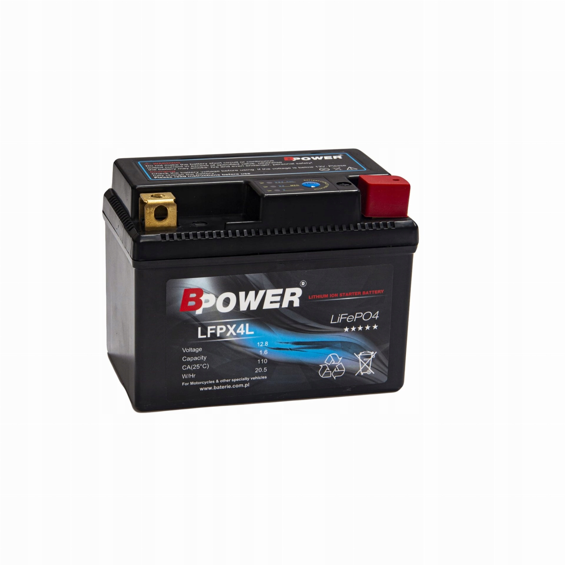 Akumulator BPower LFPX4L 1,6Ah 110A Litowy LiFePO4 YTX4L-BS YTX5L-BS YTZ5S