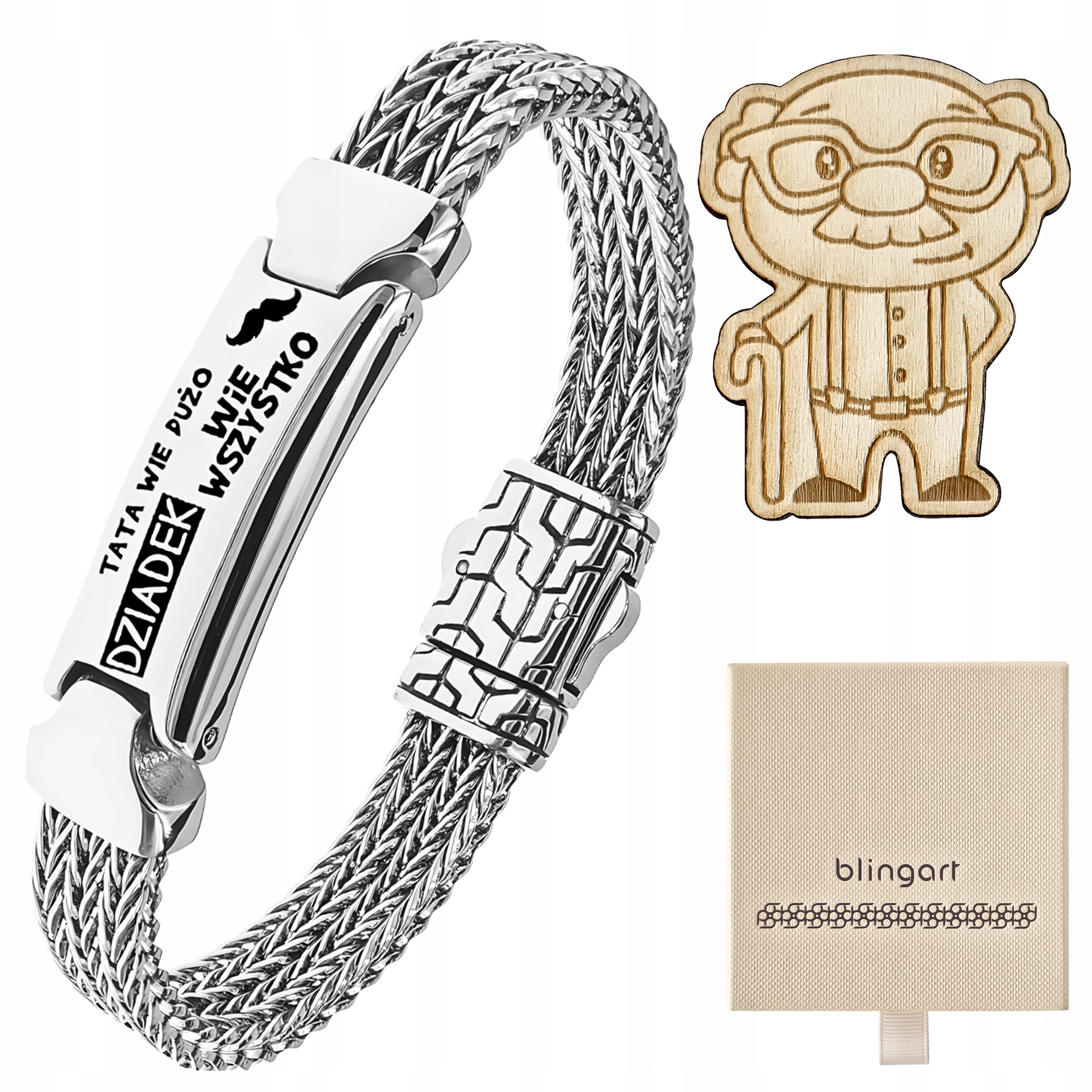 Náramek ocel Dárek na Den Dědečka s gravírováním Blingart