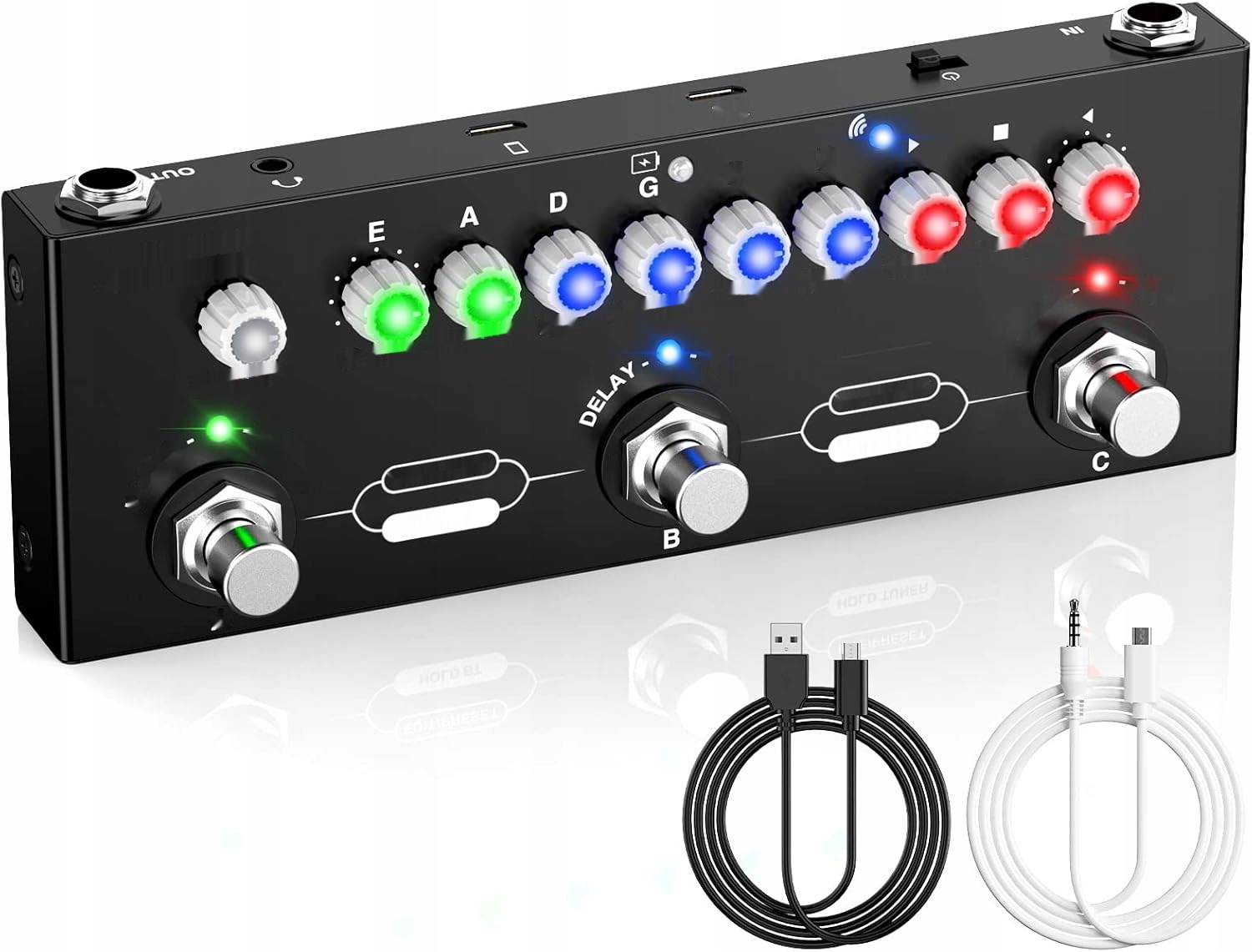 Lekato 9 efektů kytarový pedál s Ir, nabíjecí, akumulátorový